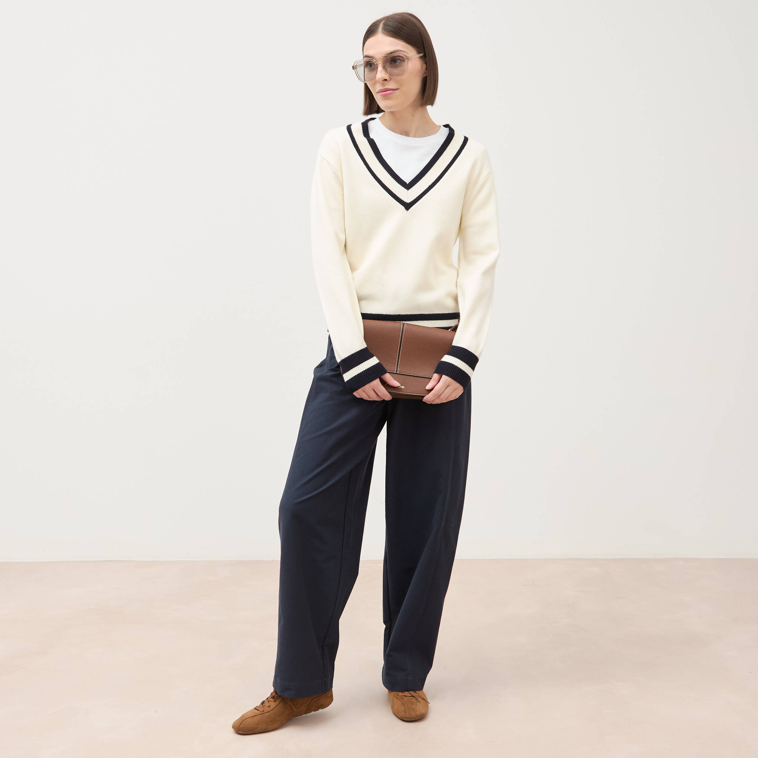 Pull manches longues ecru femme