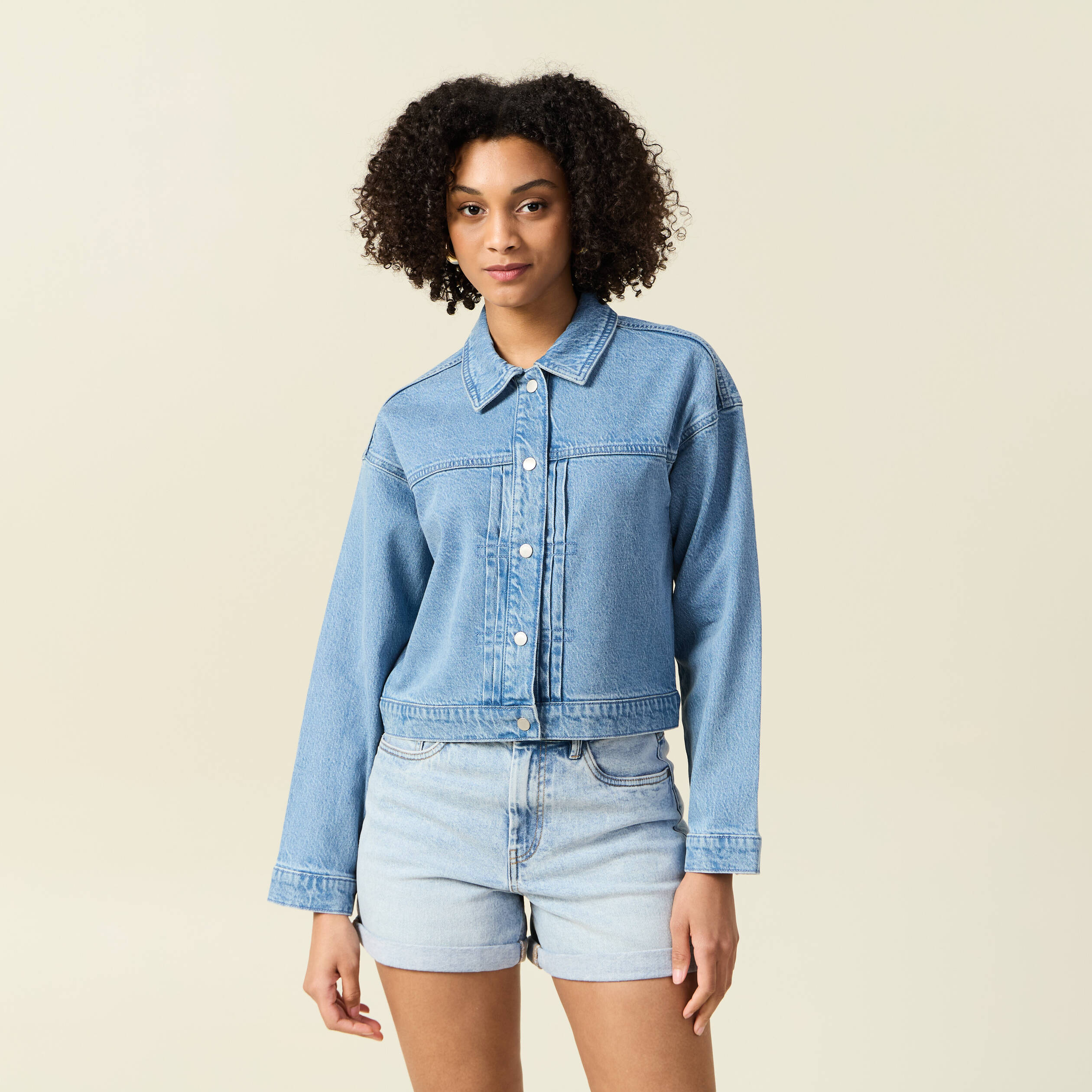 blouson boutonne en jean denim used femme Blouson boutonné en jean denim used femme