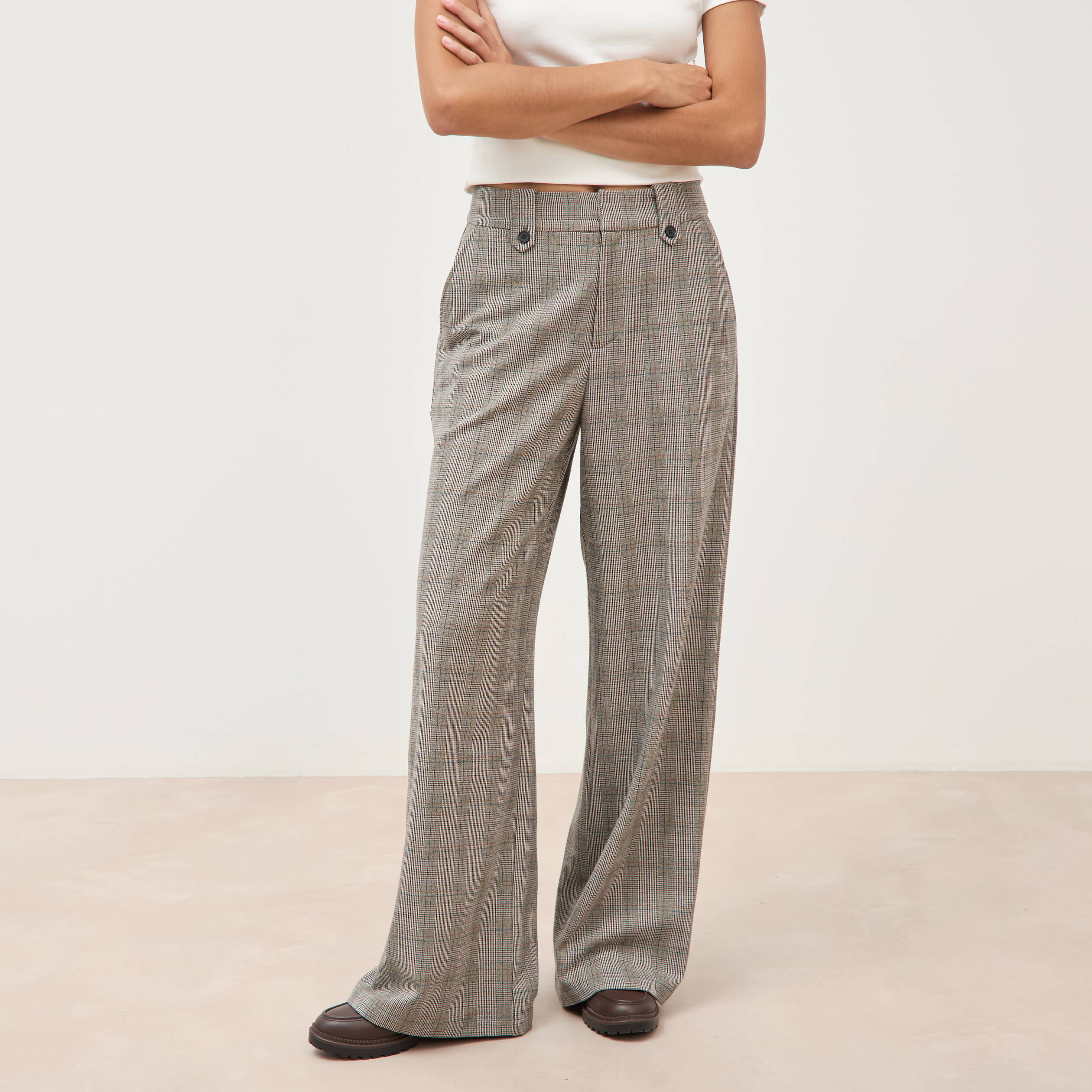 Pantalon large taille haute fluide noir femme