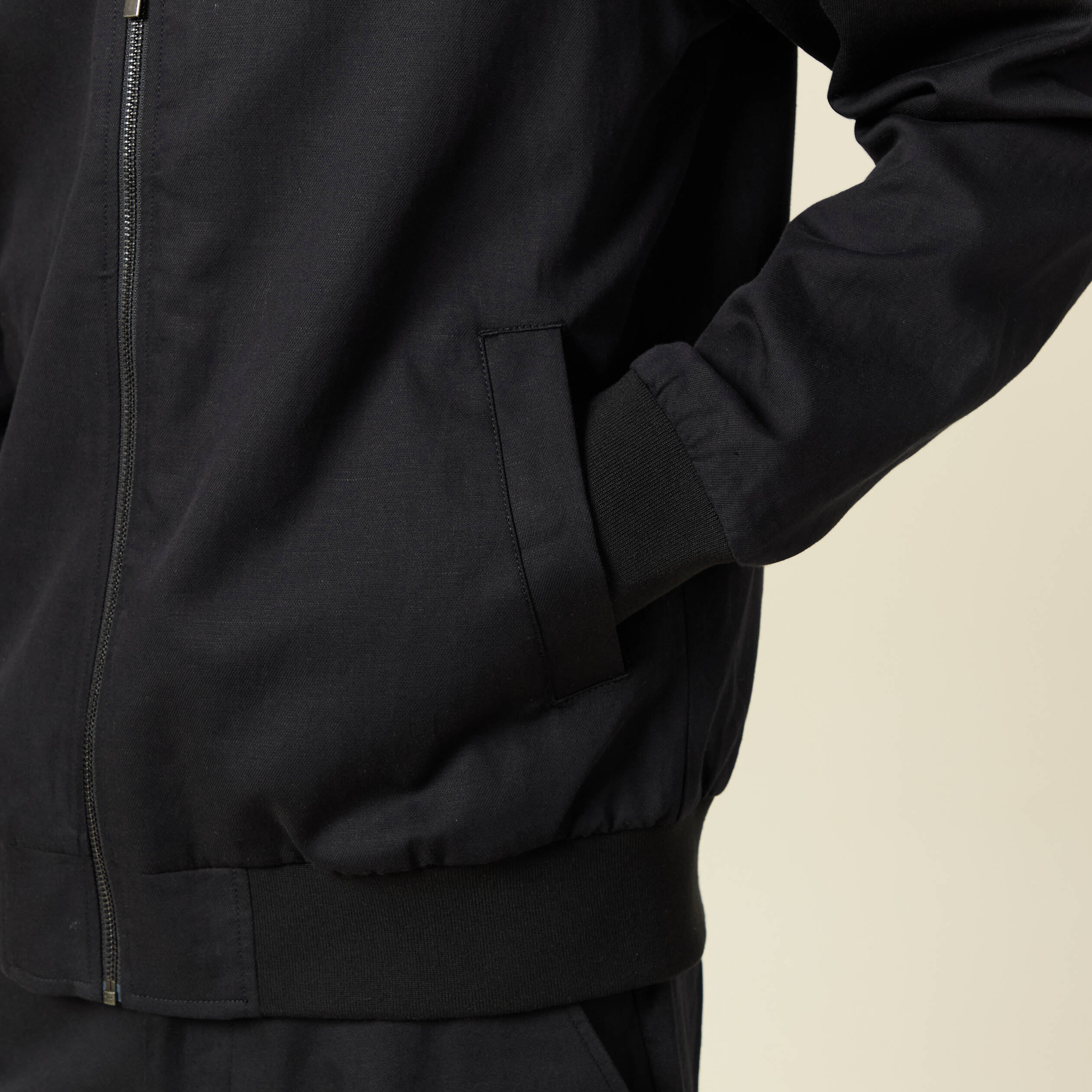Blouson zipp&eacute; col teddy noir homme