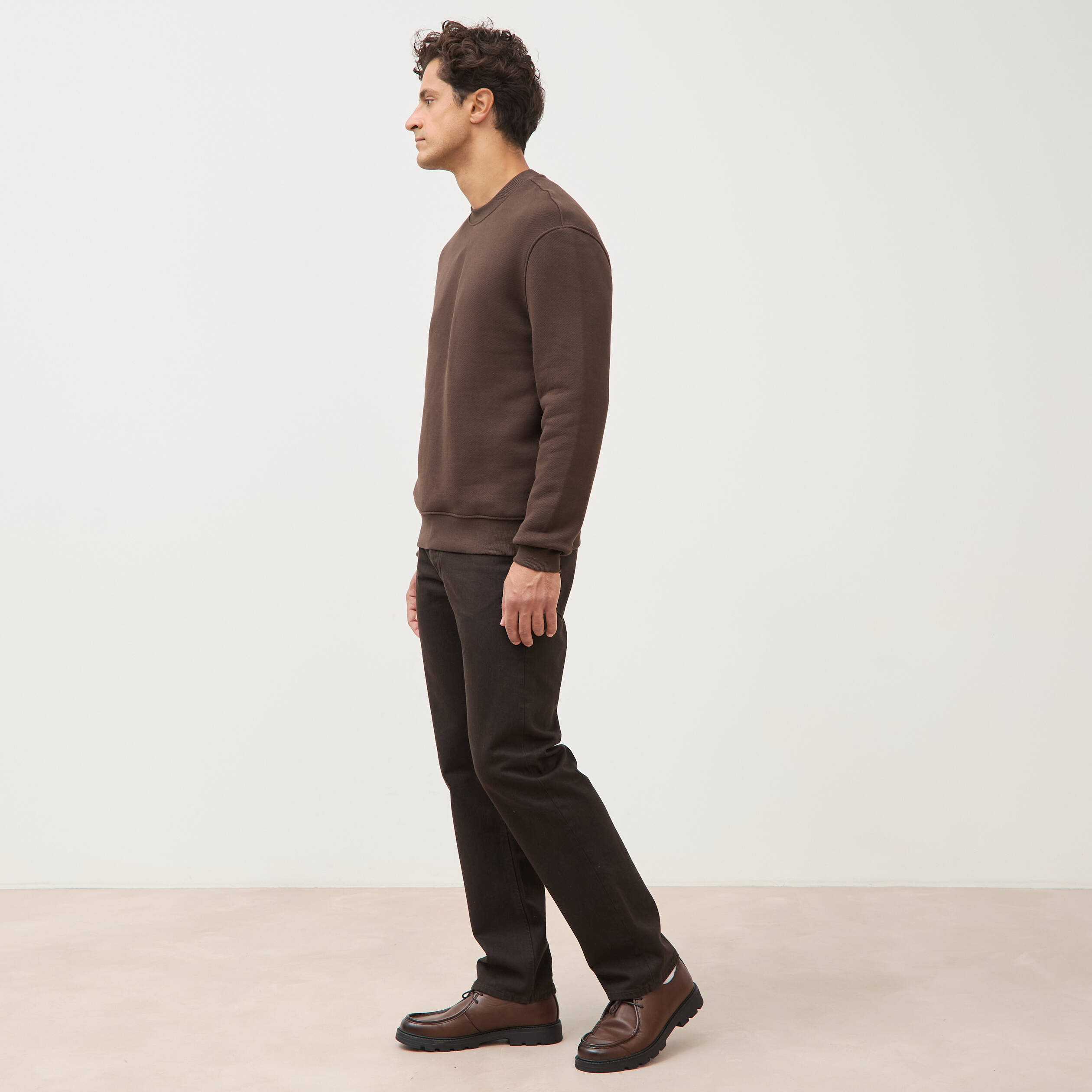 Sweat manches longues marron homme