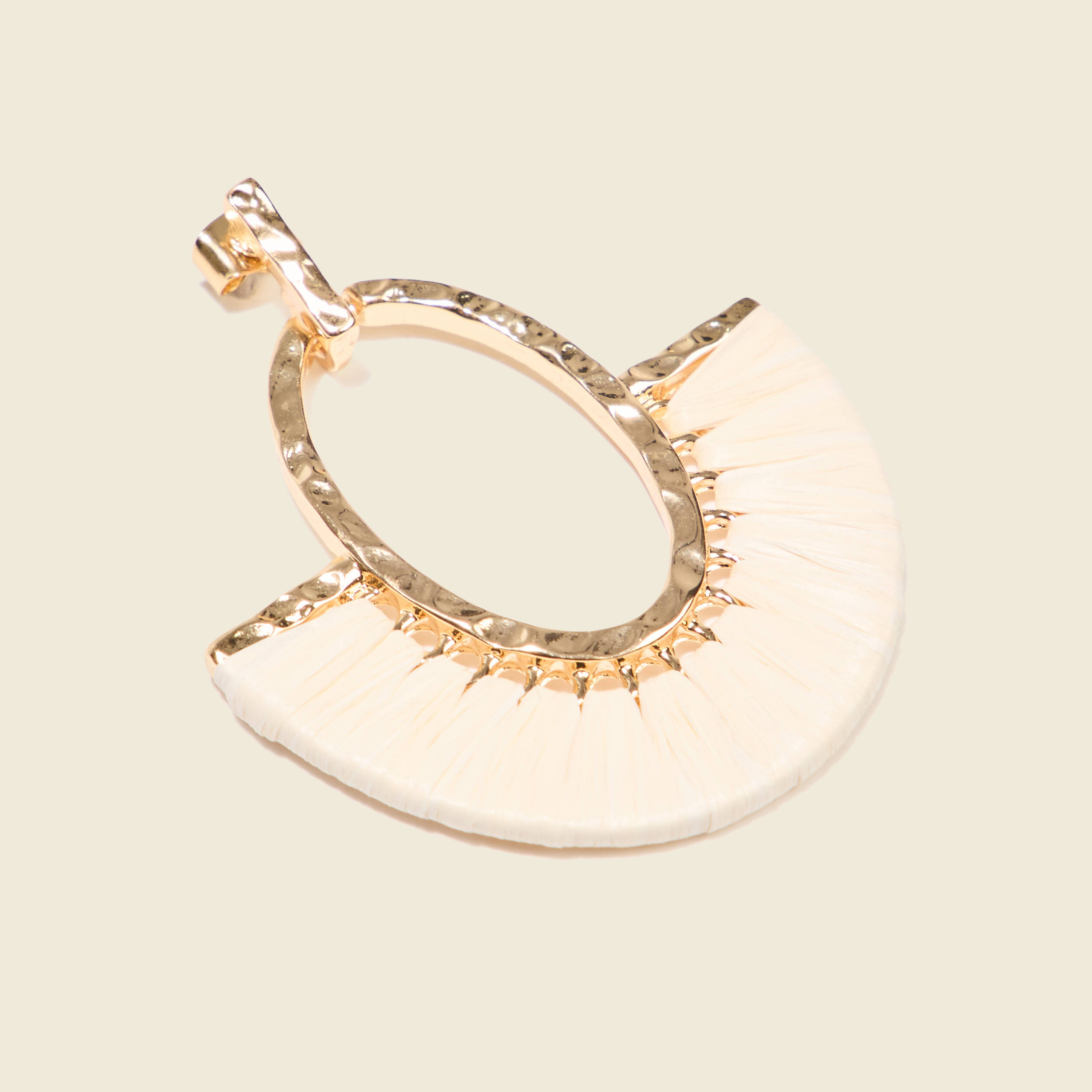 Boucles d'oreilles pendantes ecru femme