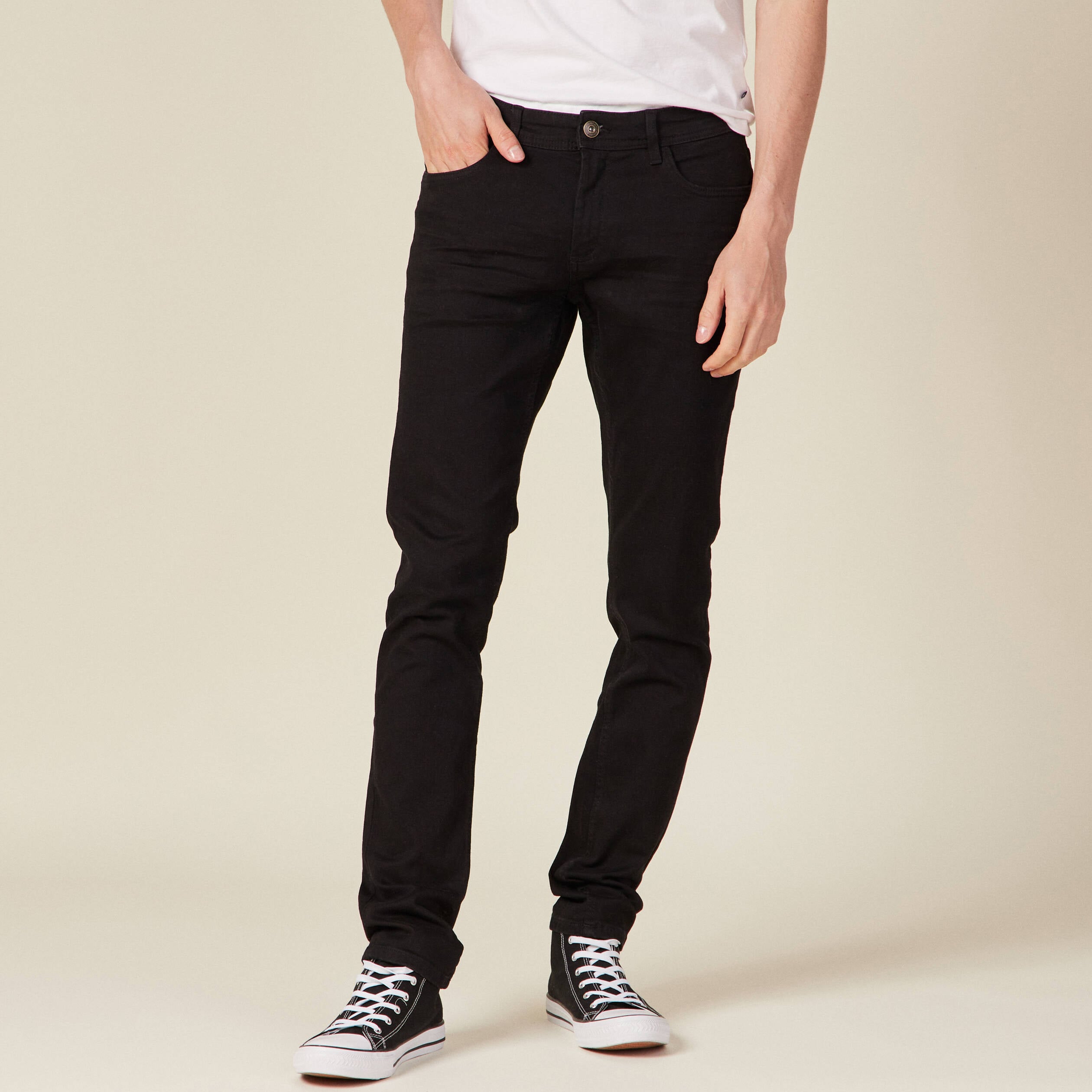 Jeans slim stretch longueur 34 denim noir homme