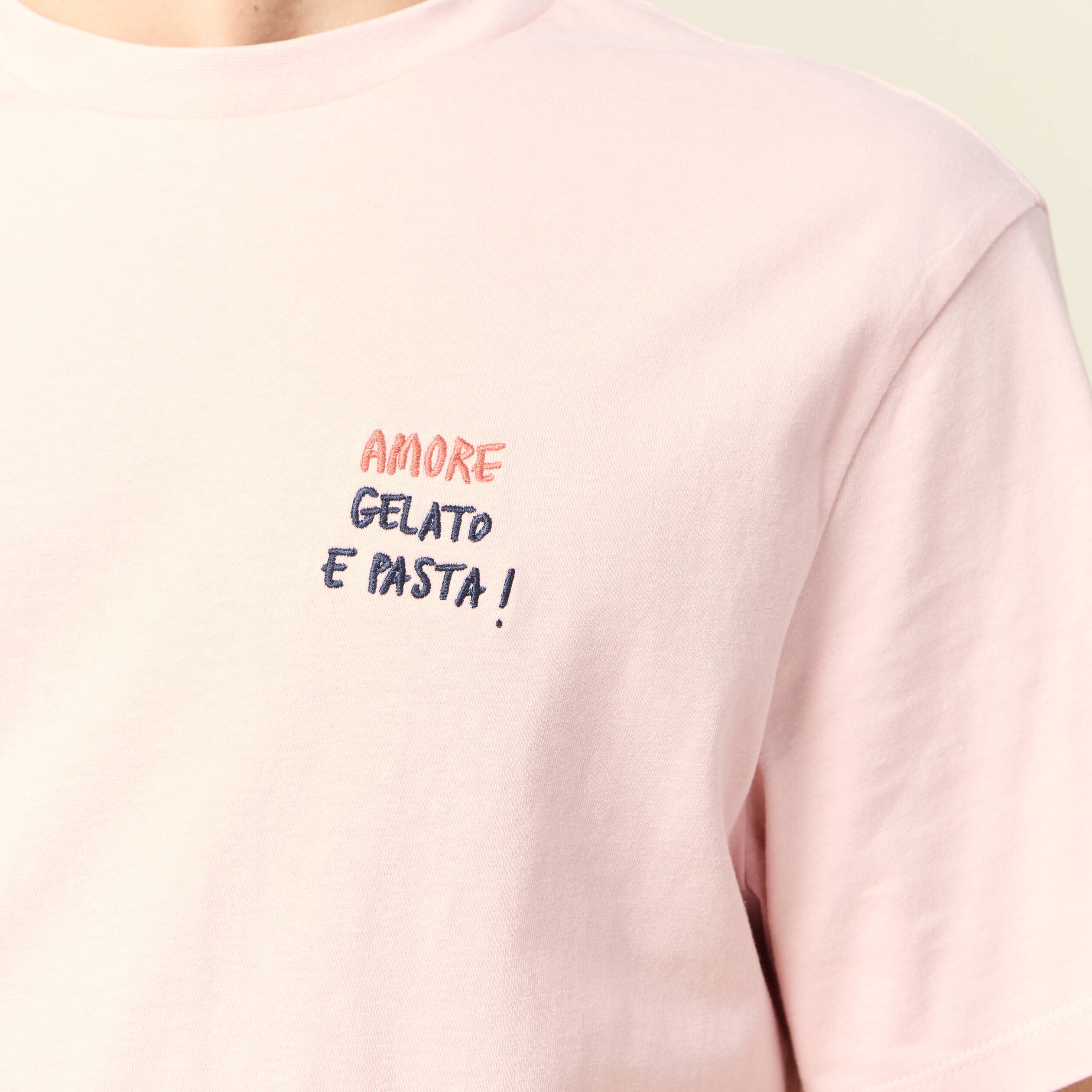 T-shirt manches courtes rose clair homme