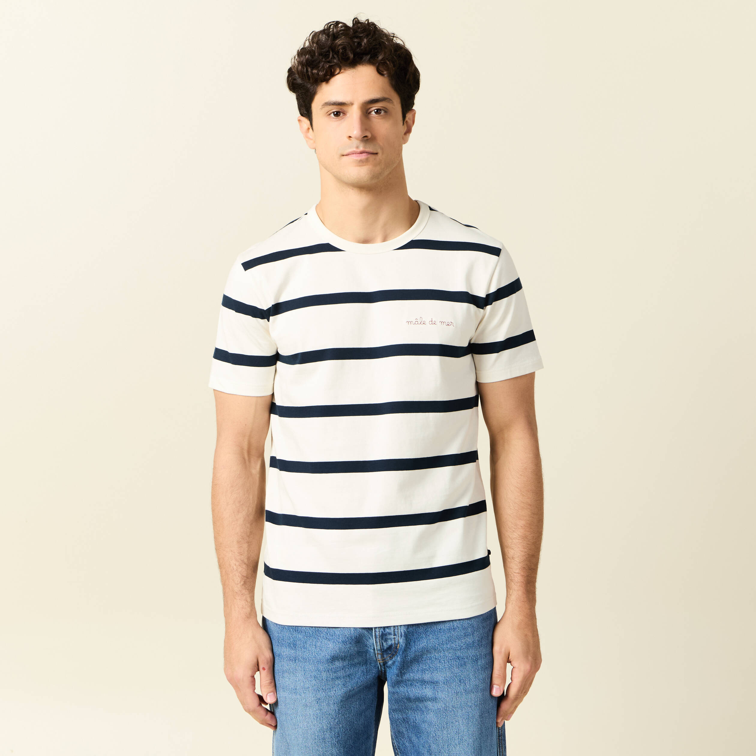 T-shirt manches courtes ecru homme