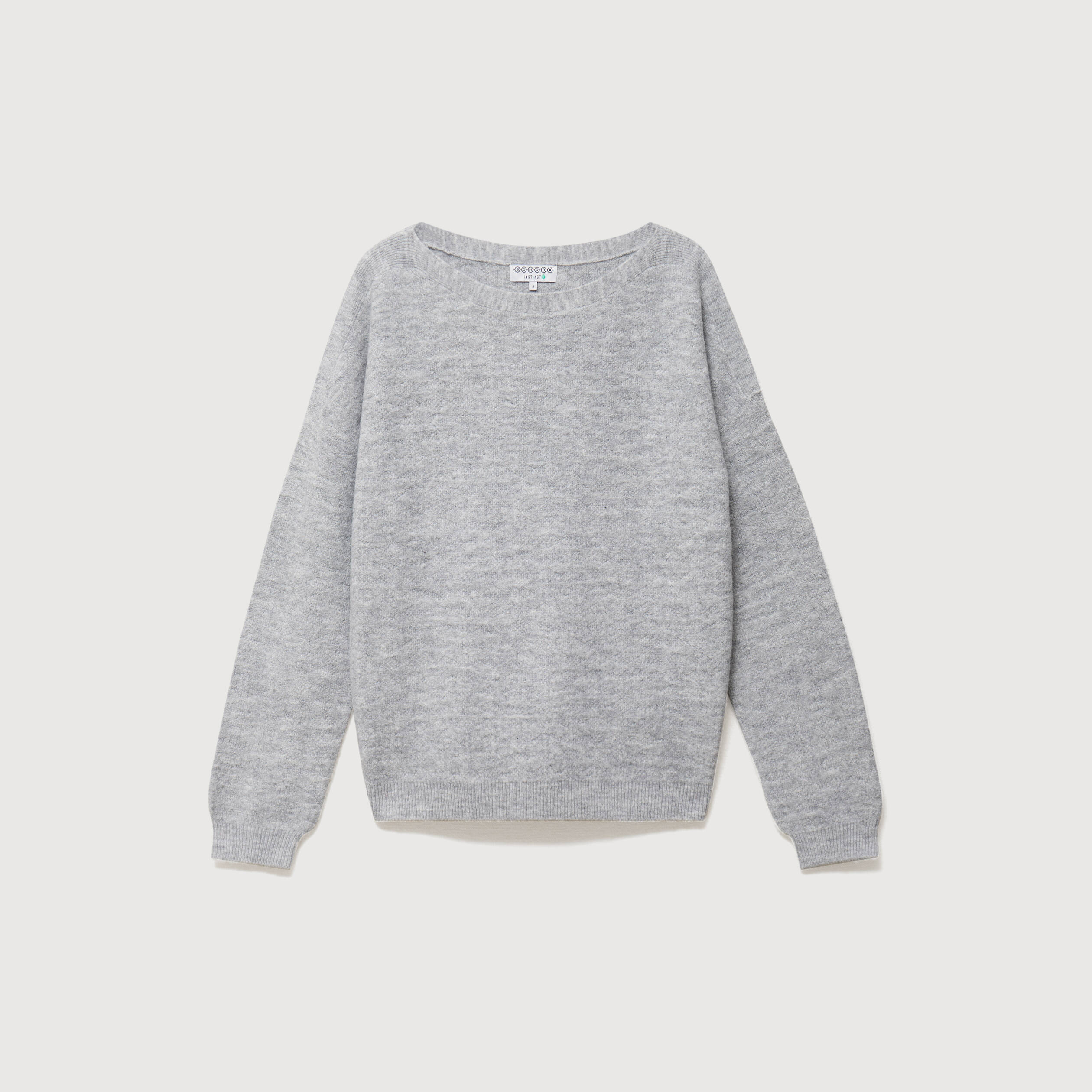 Pull manches longues col bateau gris femme