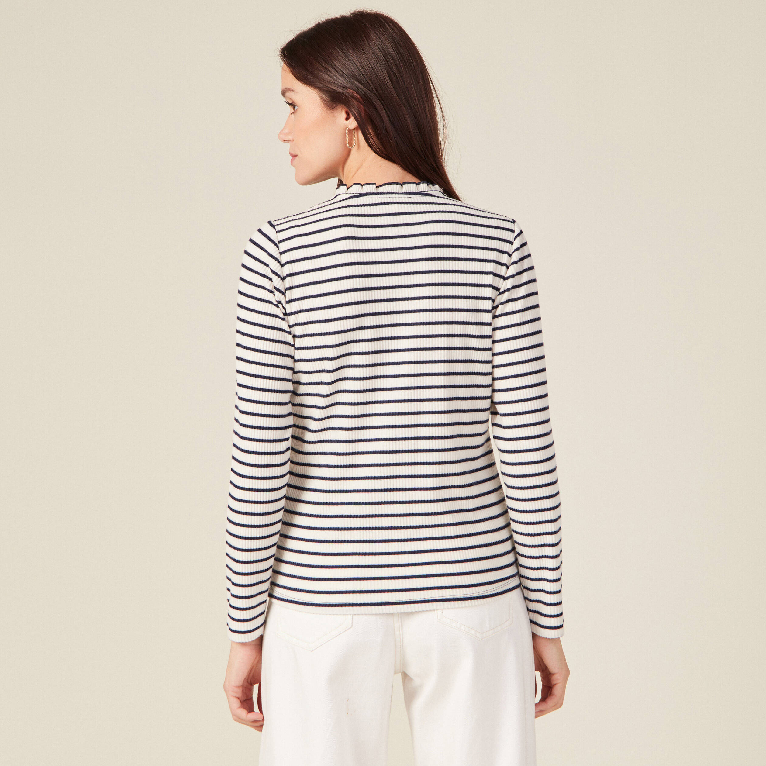 T-shirt manches longues ecru femme