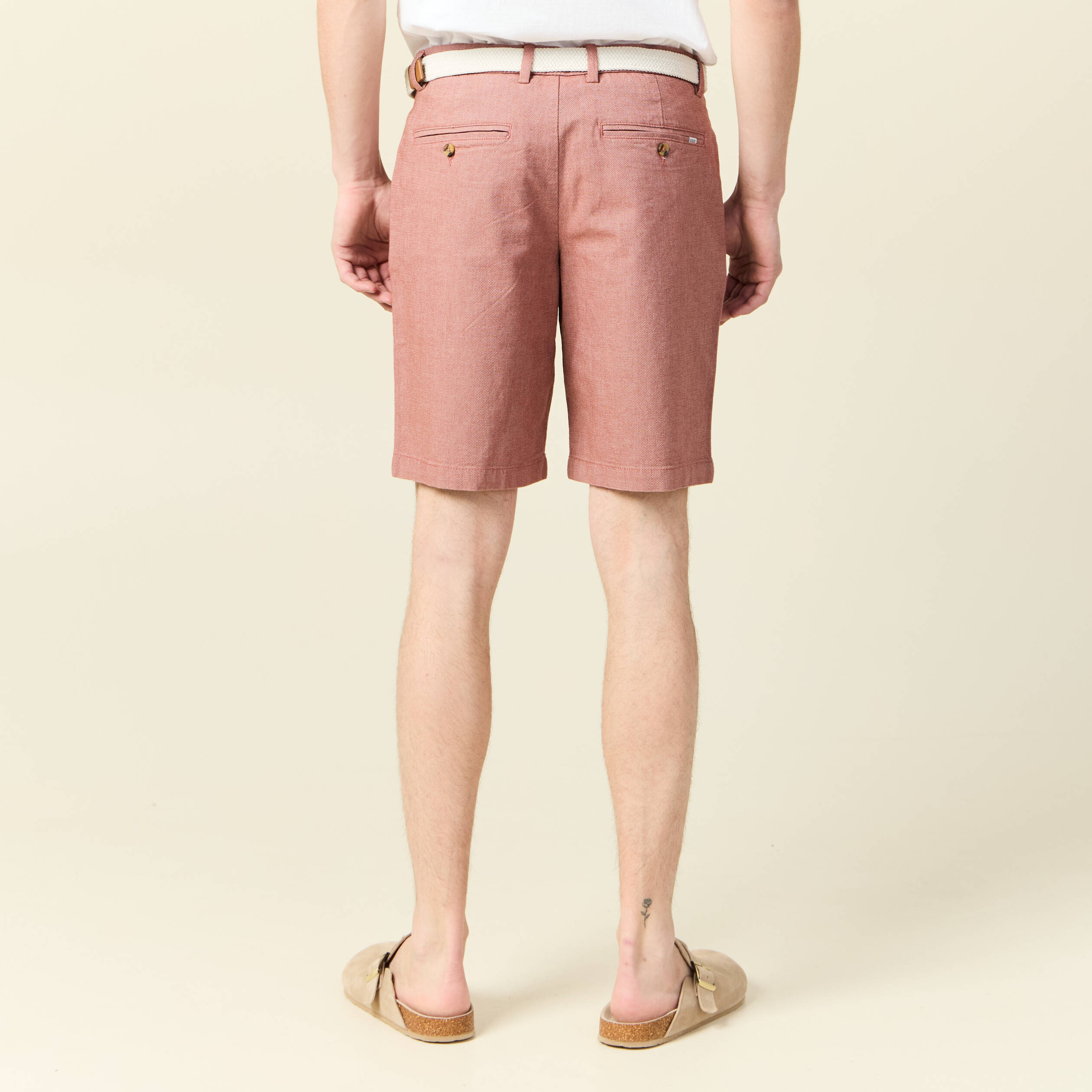 bermuda droit chino ceinture marron cognac homme Bermuda droit chino ceinture marron cognac homme