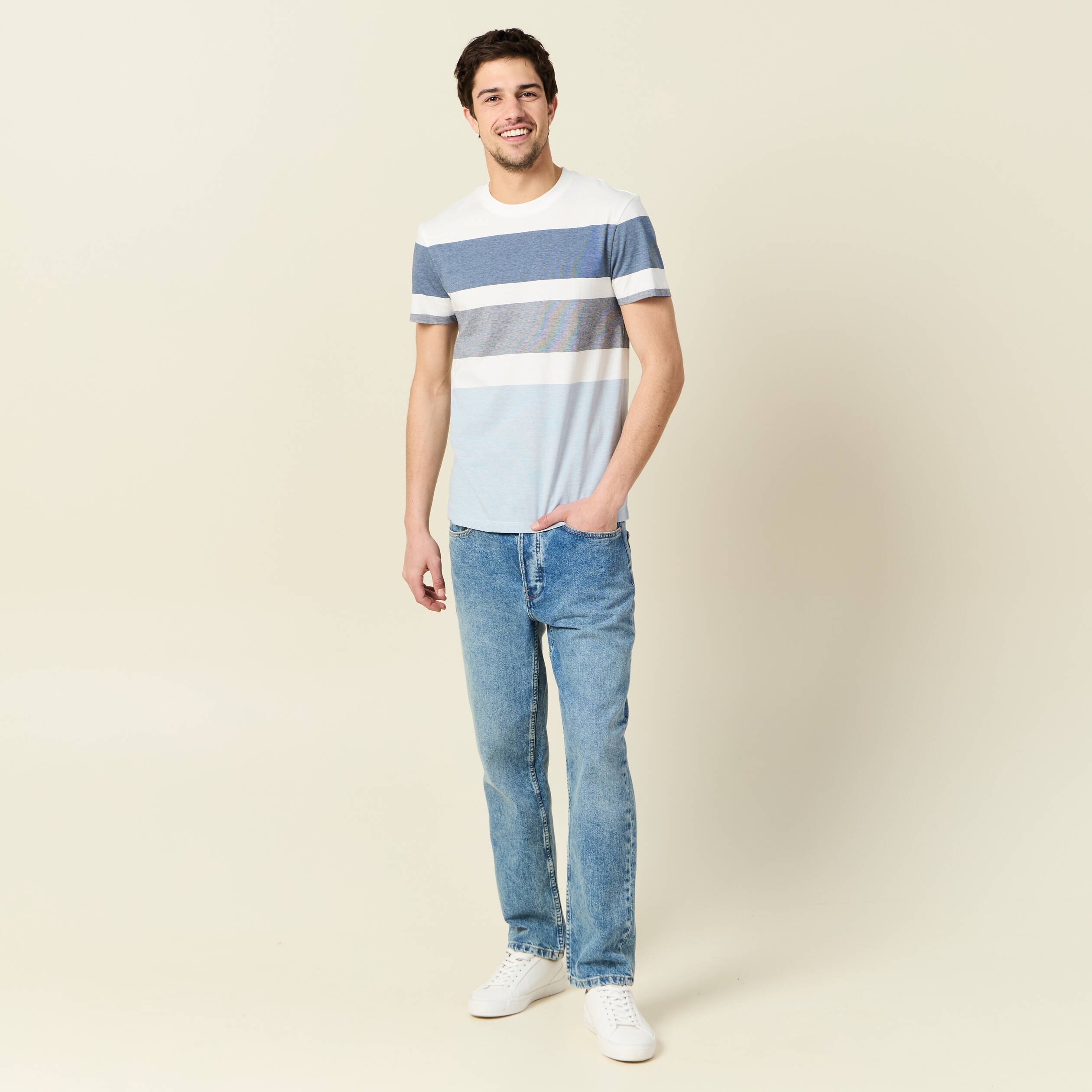 t shirt manches courtes bleu gris homme T-shirt manches courtes bleu gris homme