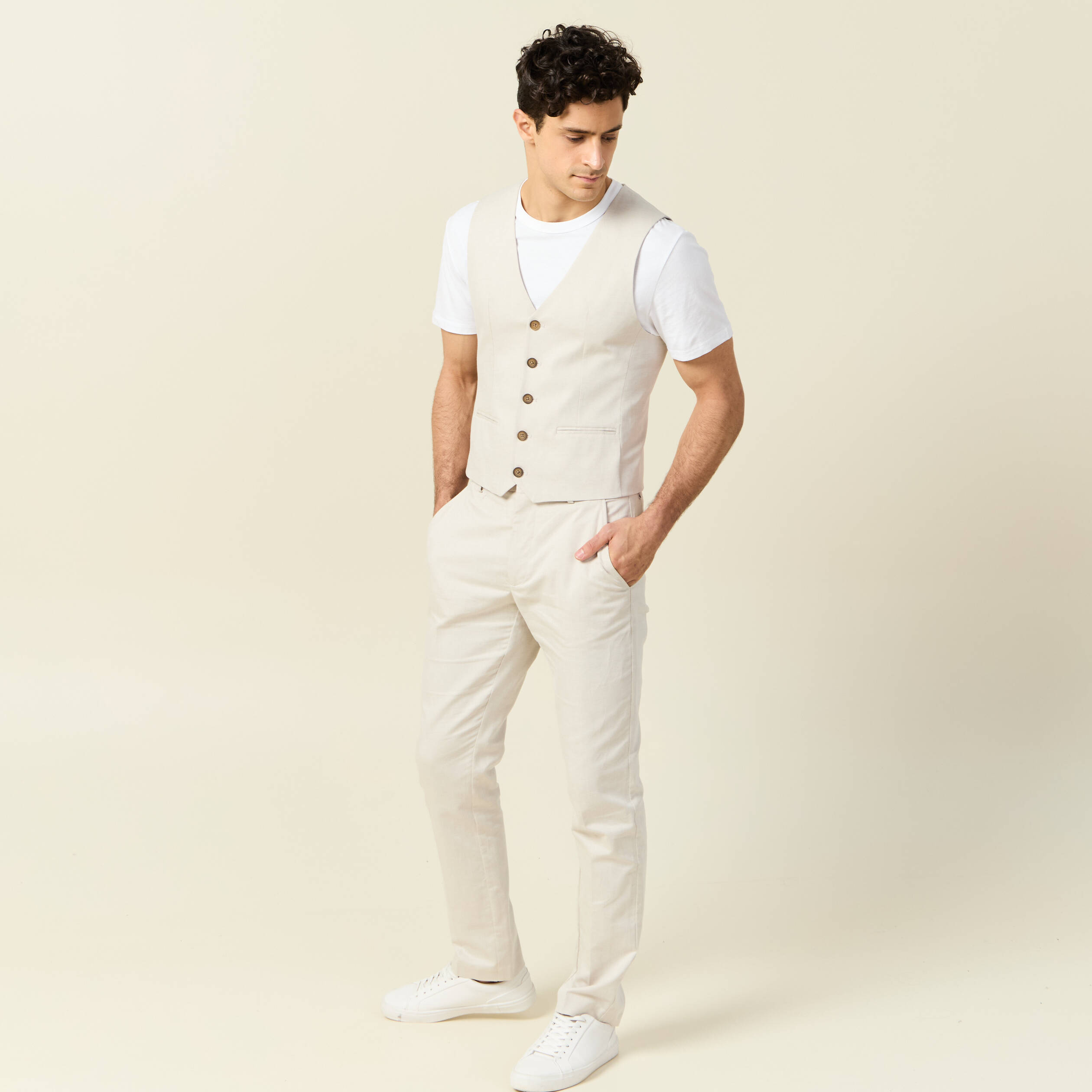 veston sans manches sable homme Veston sans manches sable homme