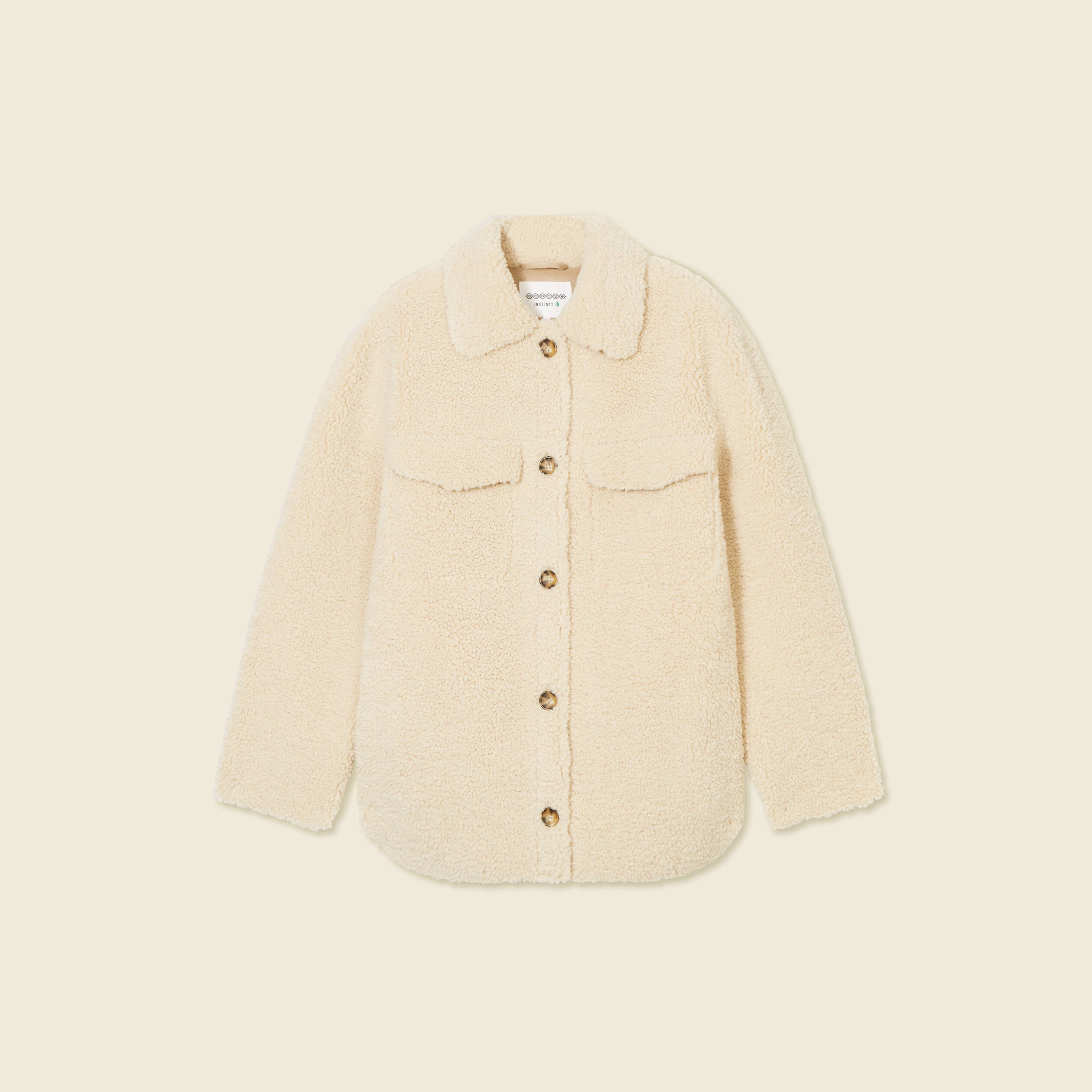 Manteau surchemise droit creme femme