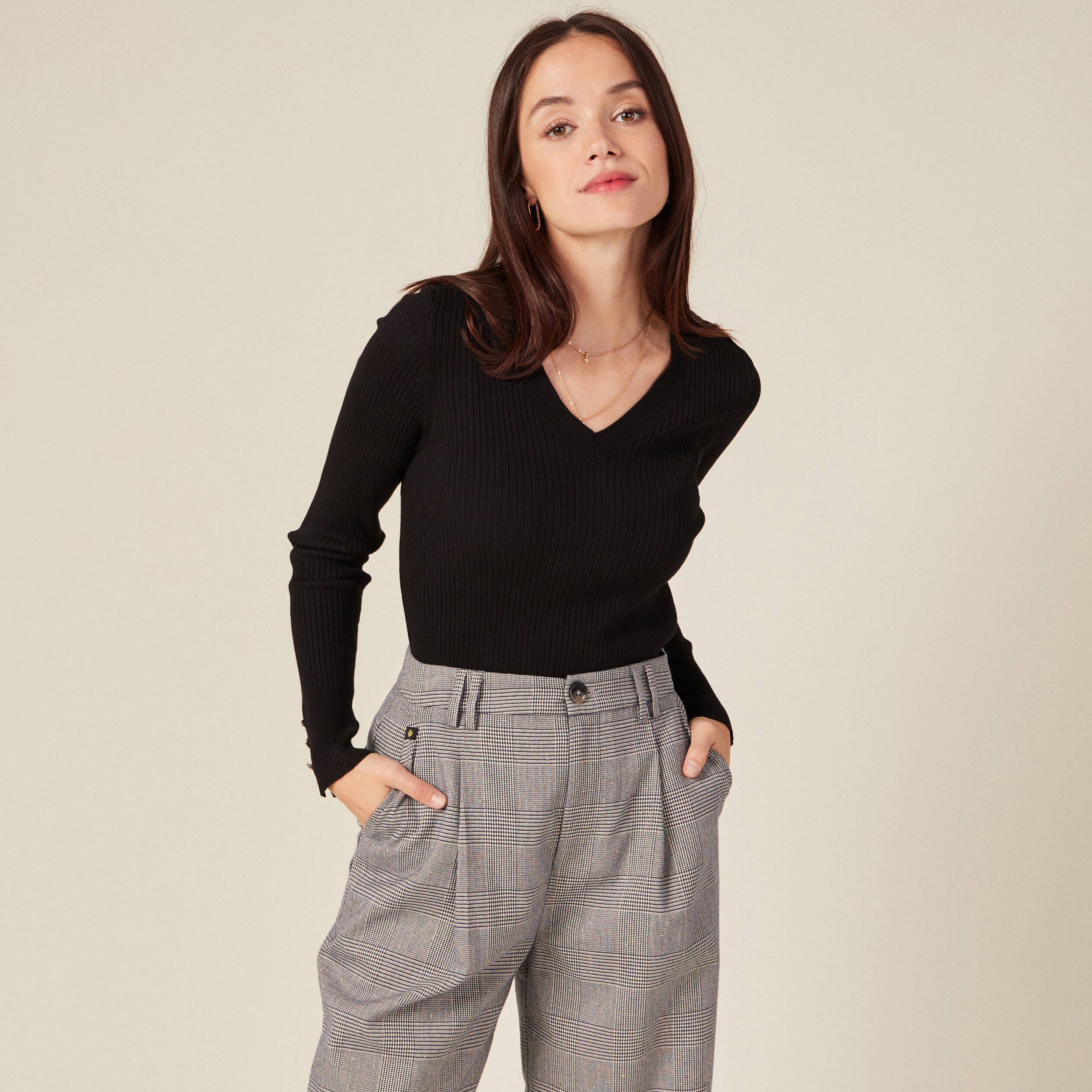 Pull éco-responsable noir femme