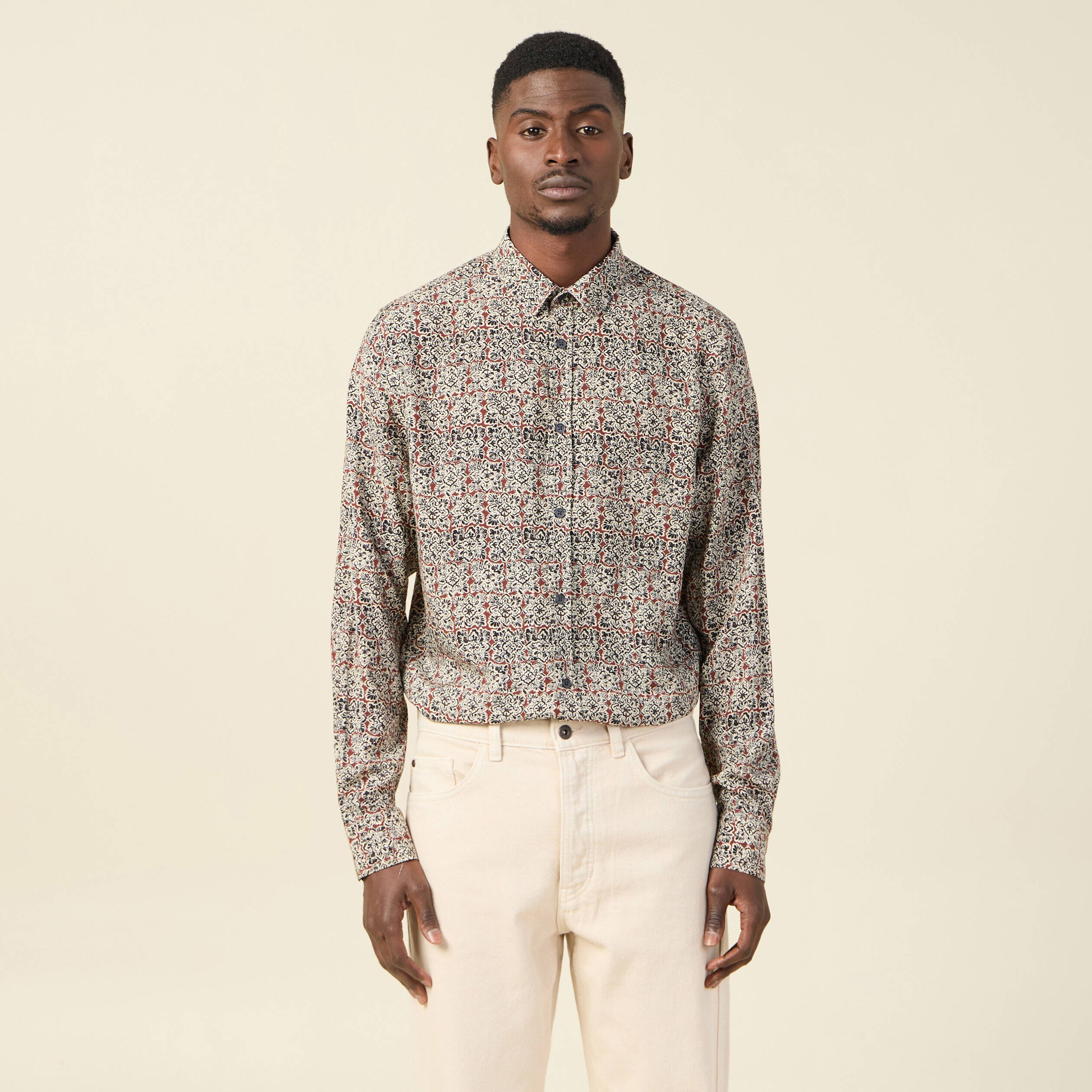 chemise manches longues marron cognac homme Chemise manches longues marron cognac homme