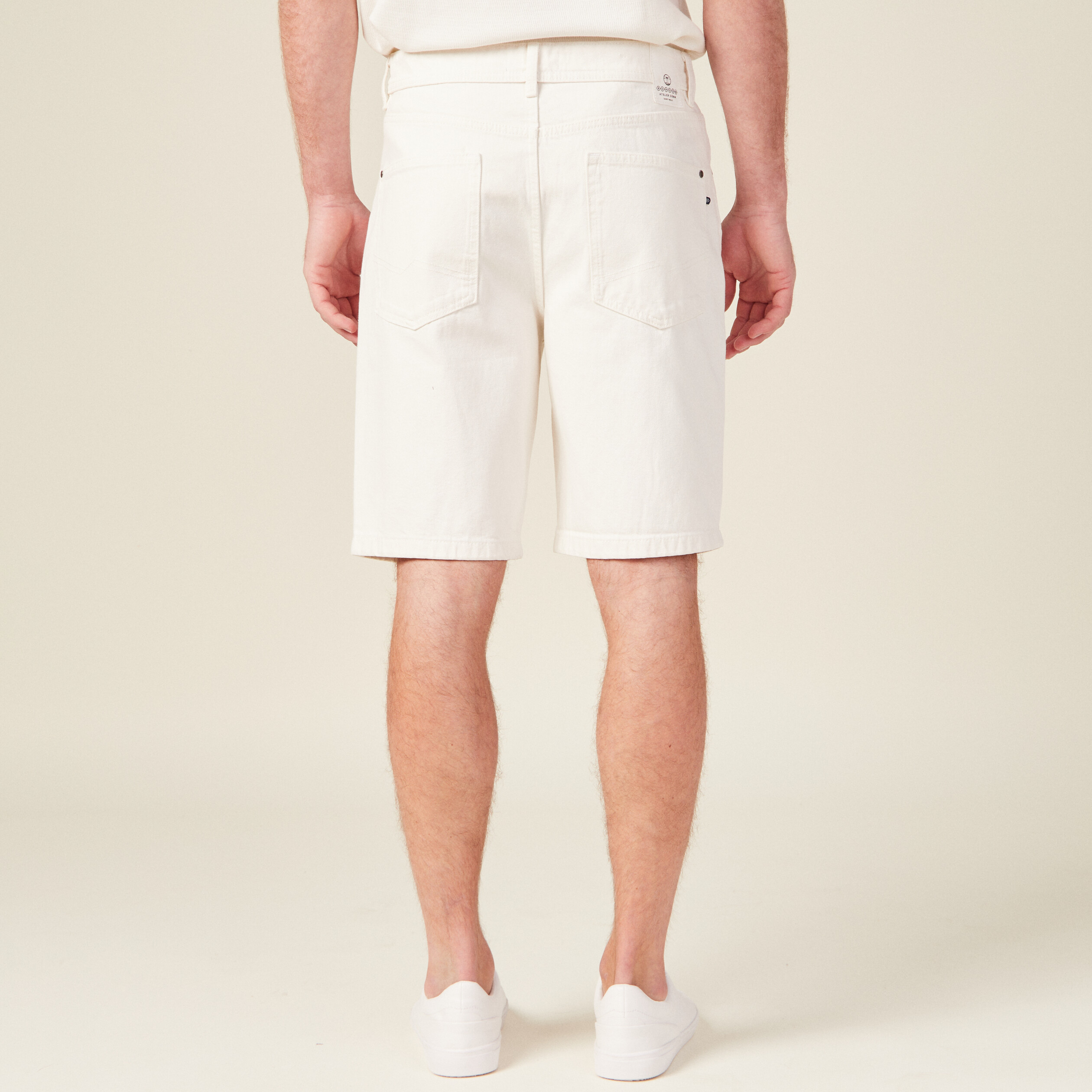 Bermuda large 5 poches denim blanc homme Bonobo