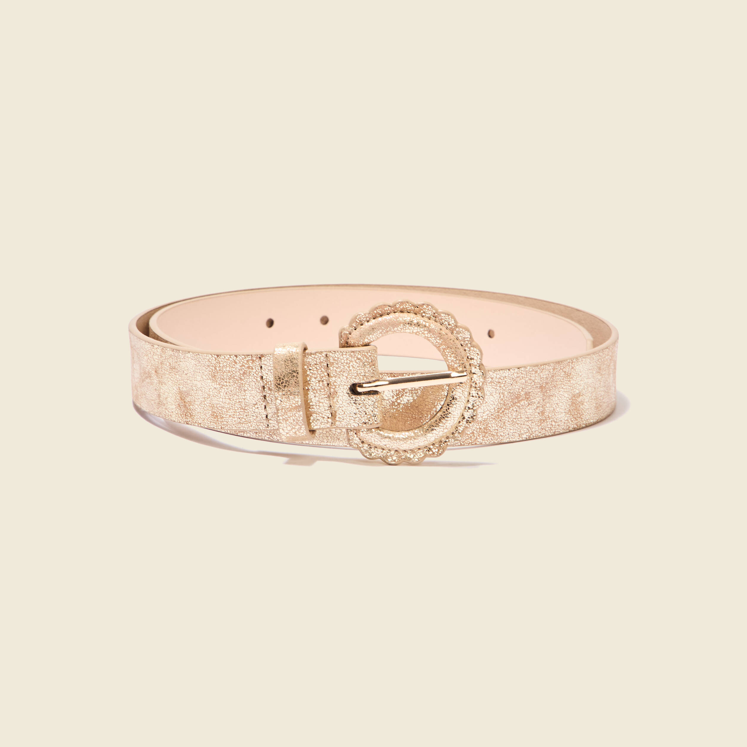 Ceinture iris&eacute;e beige femme