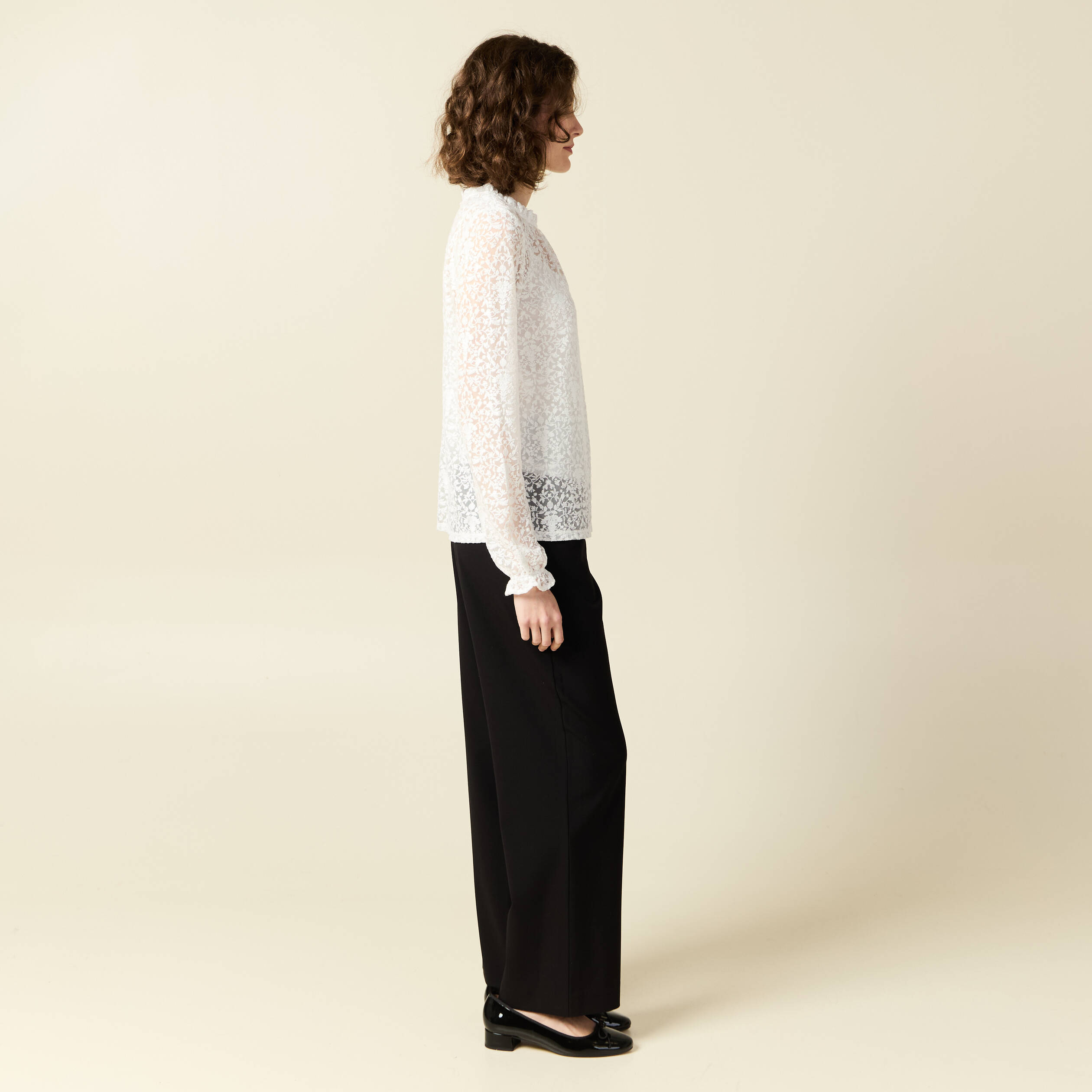 t shirt manches longues broderie ecru femme T-shirt manches longues broderie ecru femme