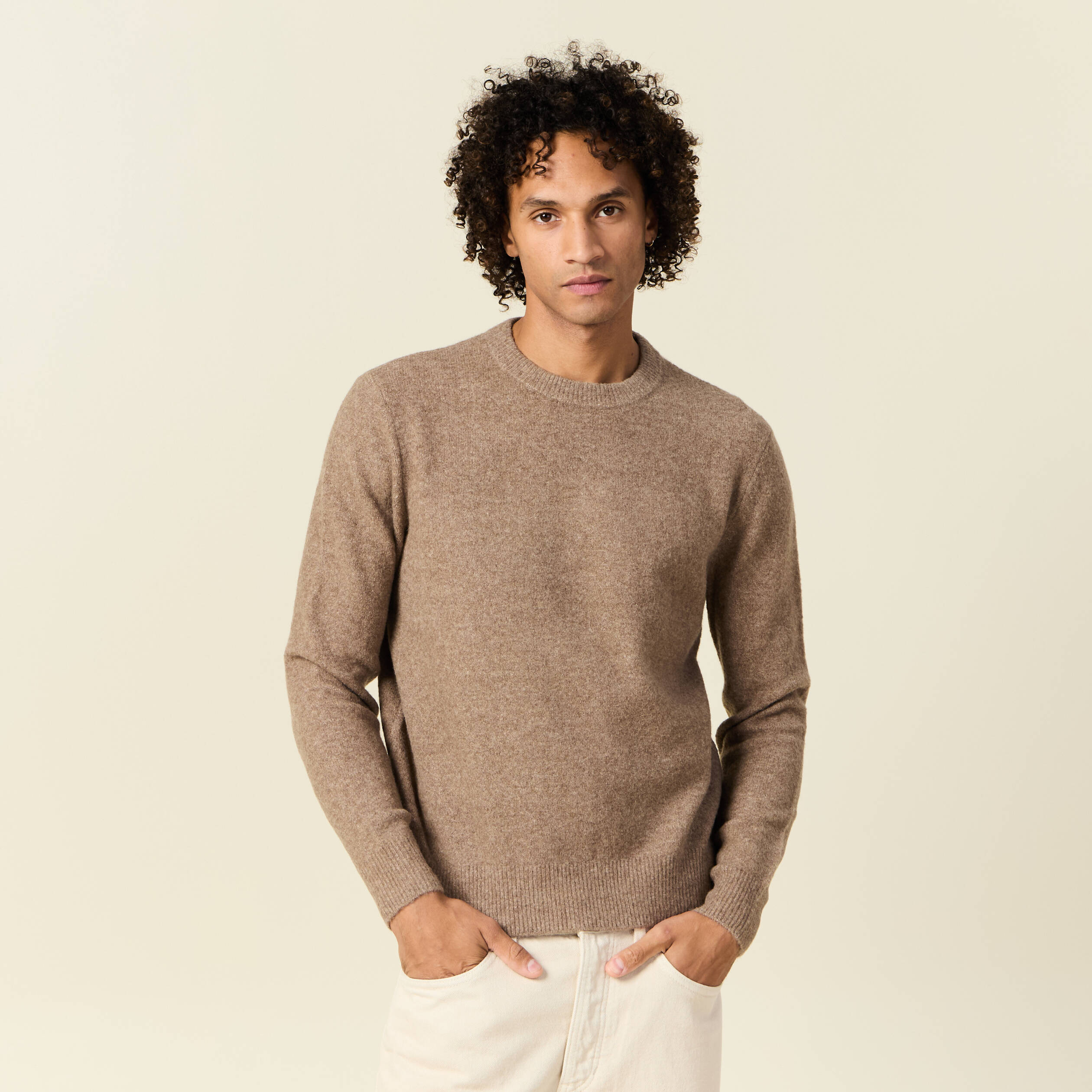 pull manches longues col rond taupe homme Pull manches longues col rond taupe homme