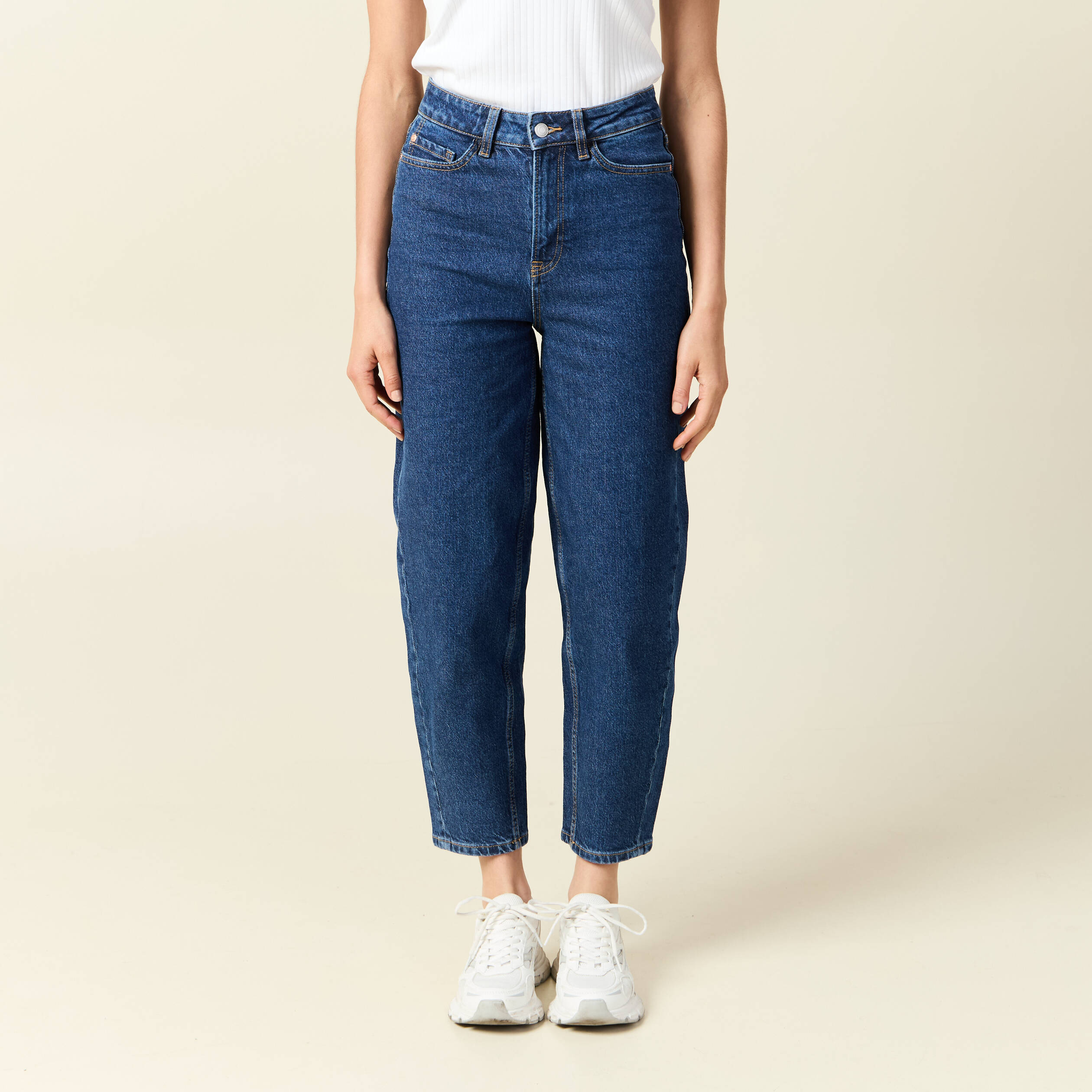 jeans barrel slouchy taille haute 78eme denim brut femme Jeans barrel slouchy taille haute 7/8ème denim brut femme