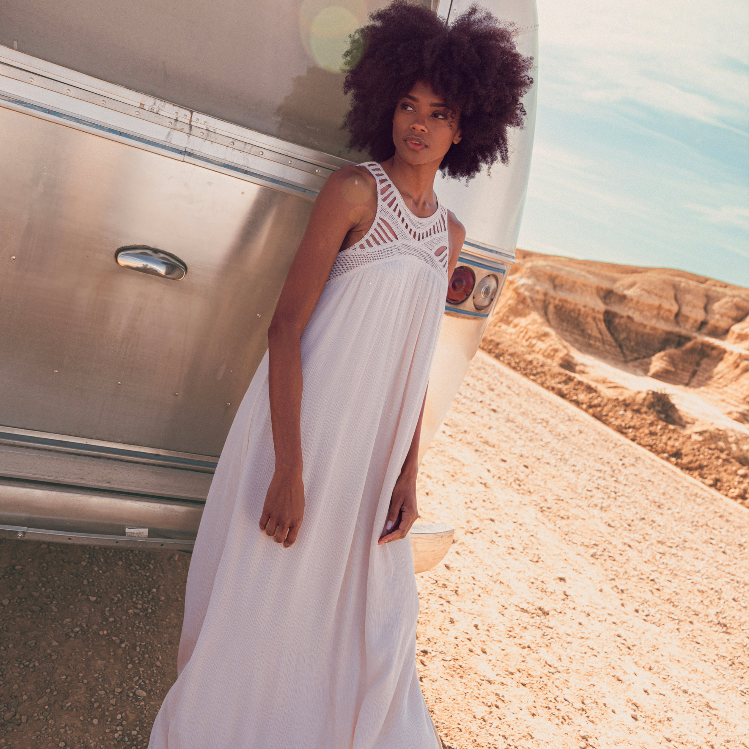 Robe empire eco responsable creme femme Bonobo