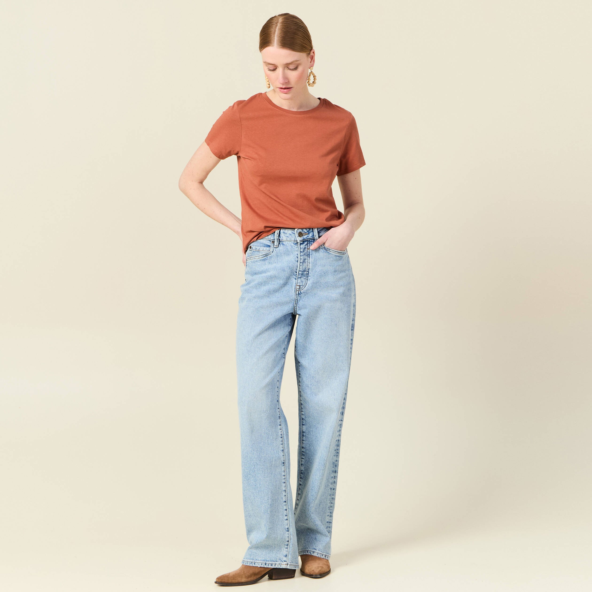 t shirt manches courtes orange femme T-shirt manches courtes orange femme