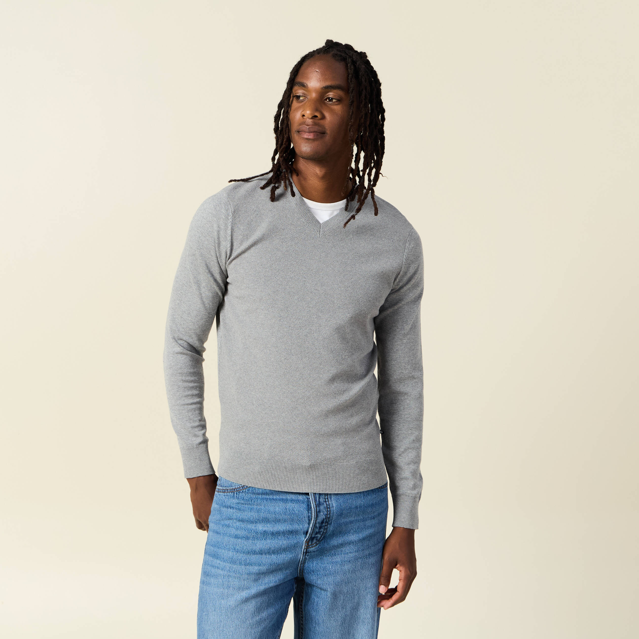OlyljpinZ Pull Homme Col V Avec Faux Col Chemise | Maille Chenille Doublée Polaire - Slim Fit Automne/Hiver
