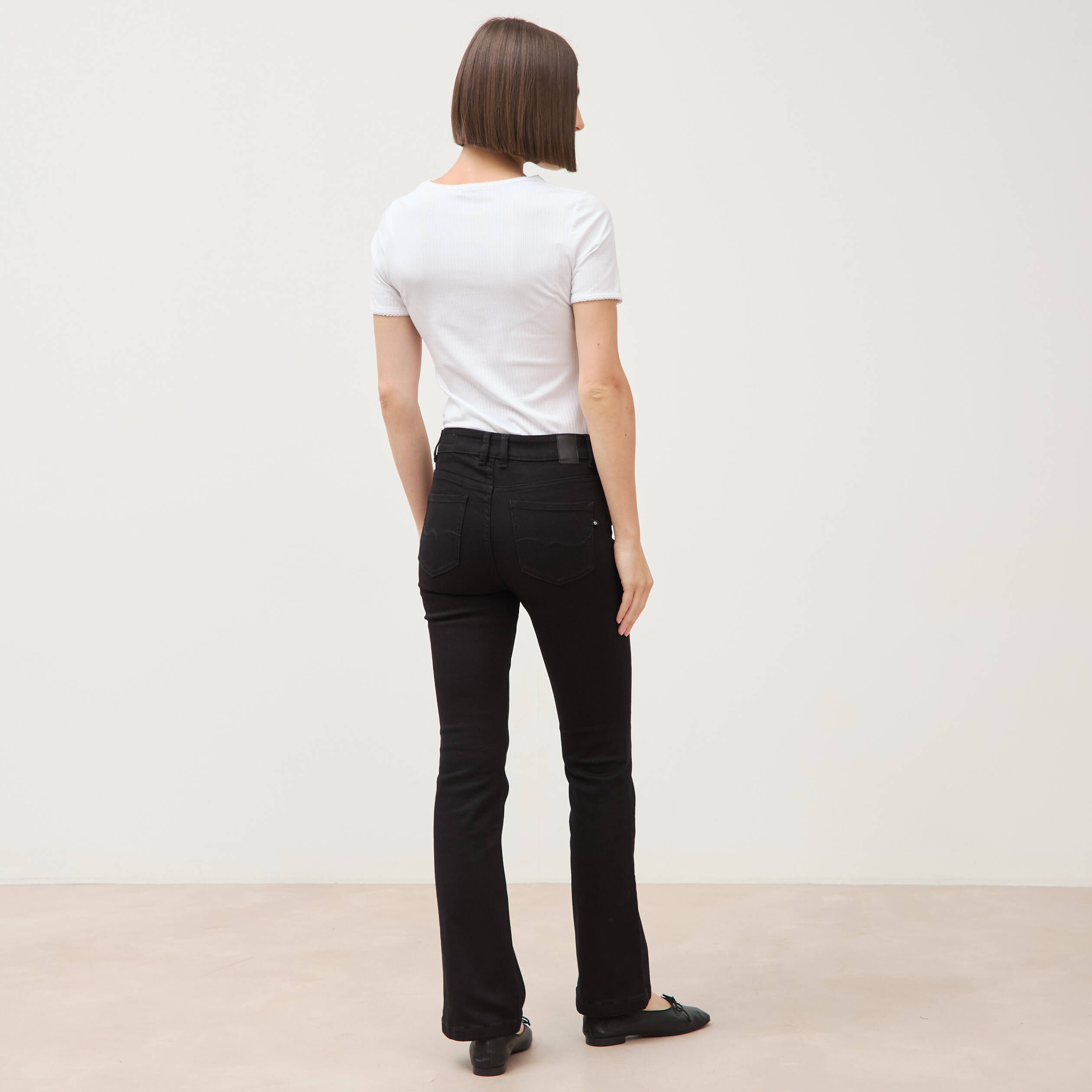 Jeans bootcut denim noir femme