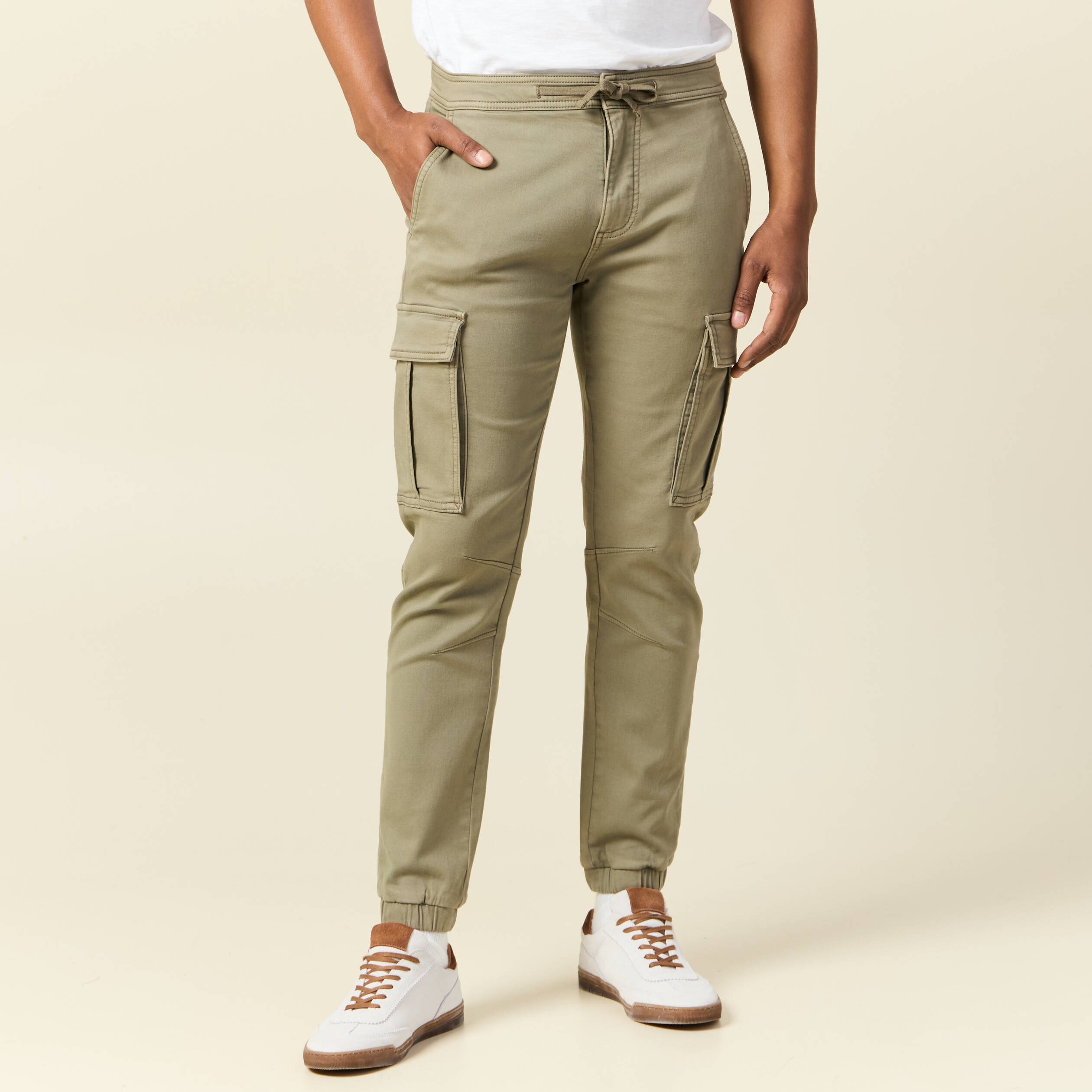 pantalon battle bas resserre vert kaki homme Pantalon battle bas resserré vert kaki homme
