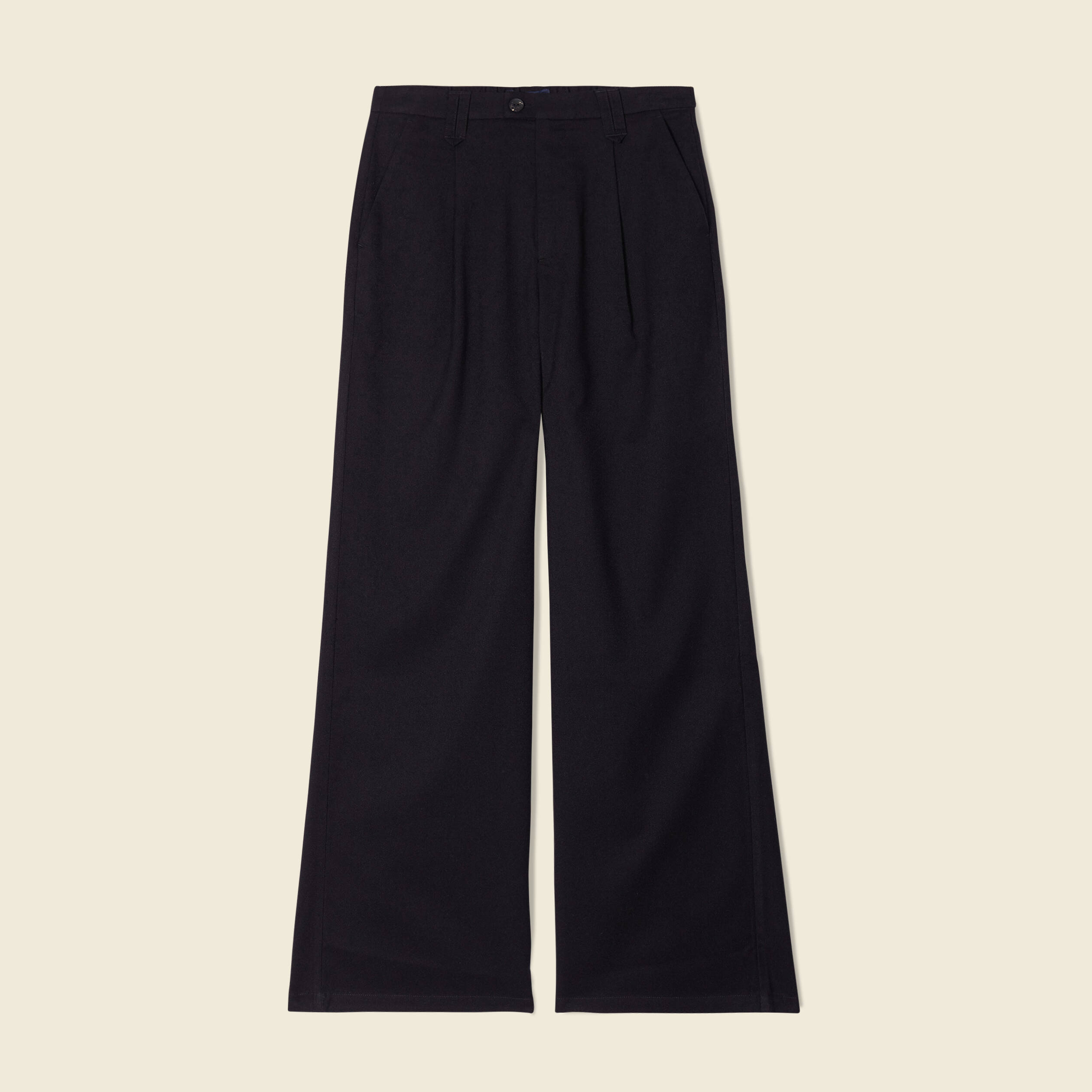 Pantalon large avec pinces noir femme