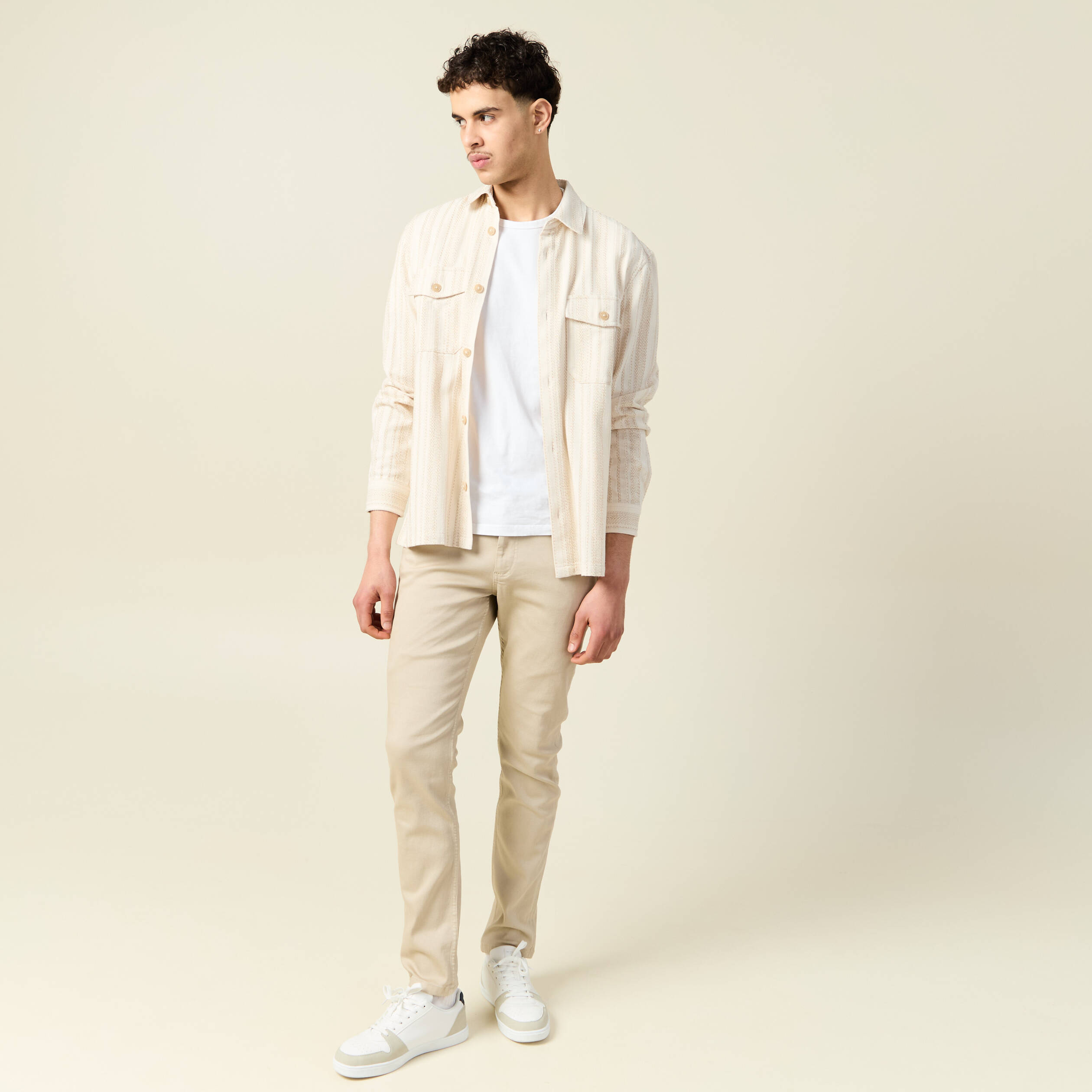 jeans slim 5 poches denim beige homme Jeans slim 5 poches denim beige homme