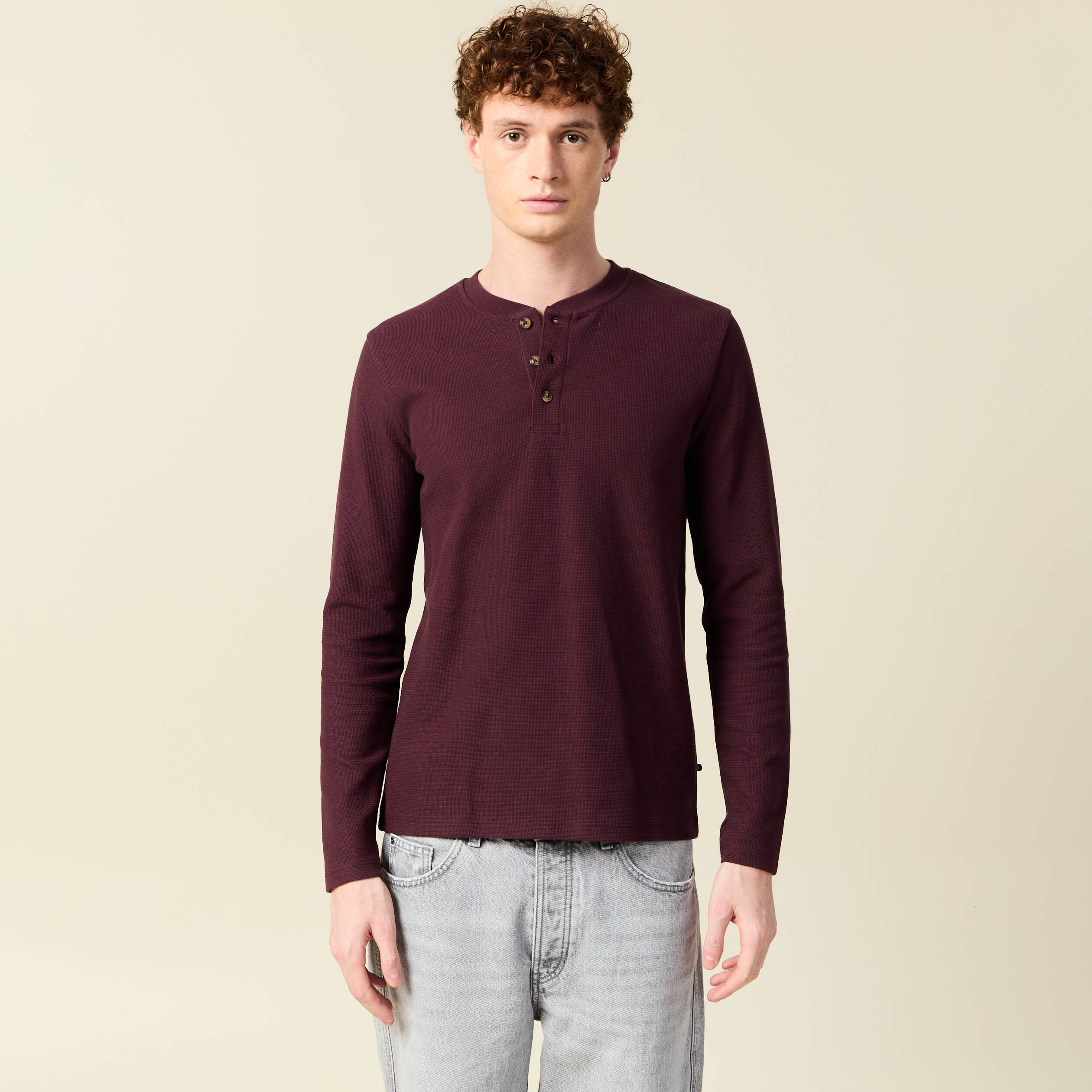 T-shirt manches longues bordeaux homme