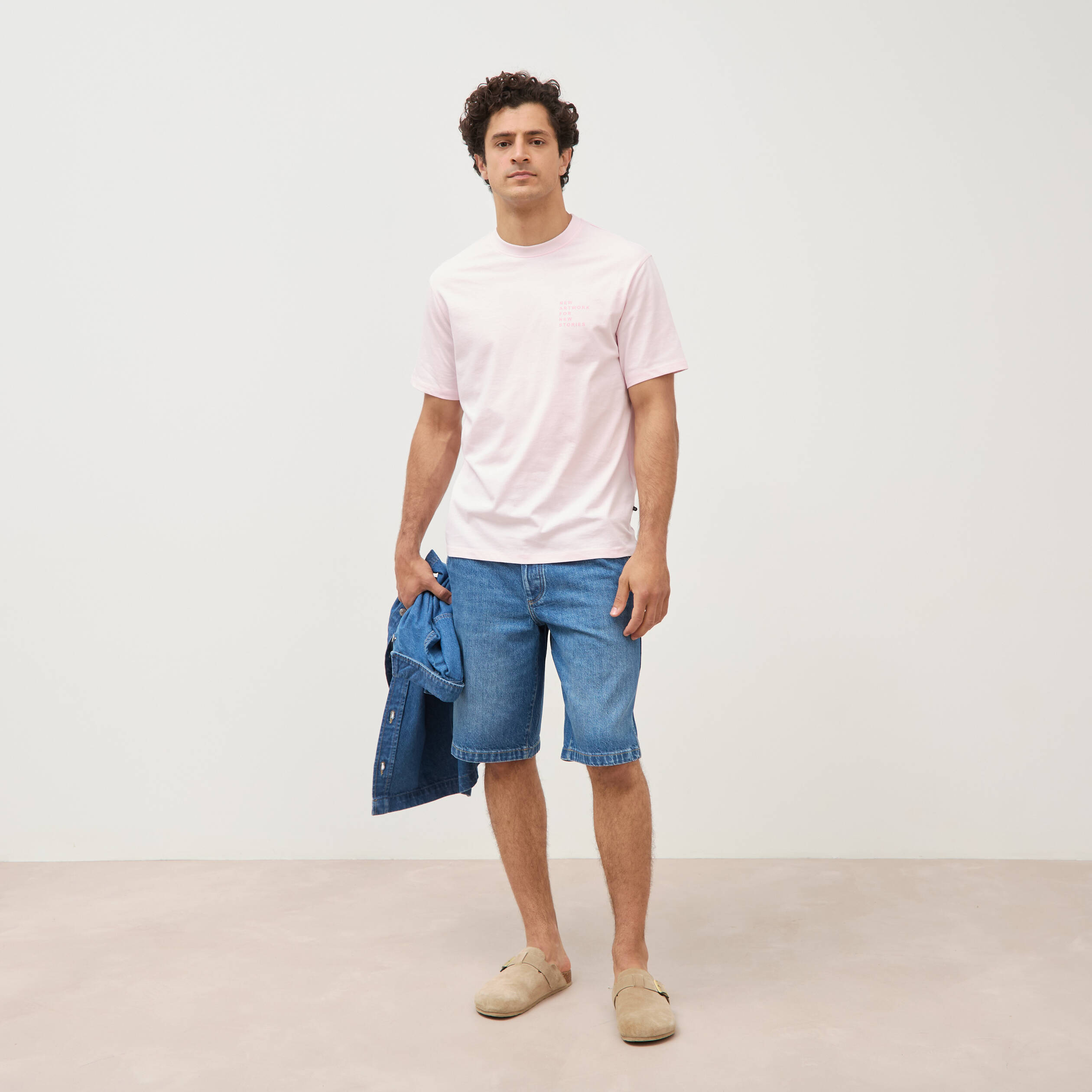 T-shirt en coton manches courtes rose homme