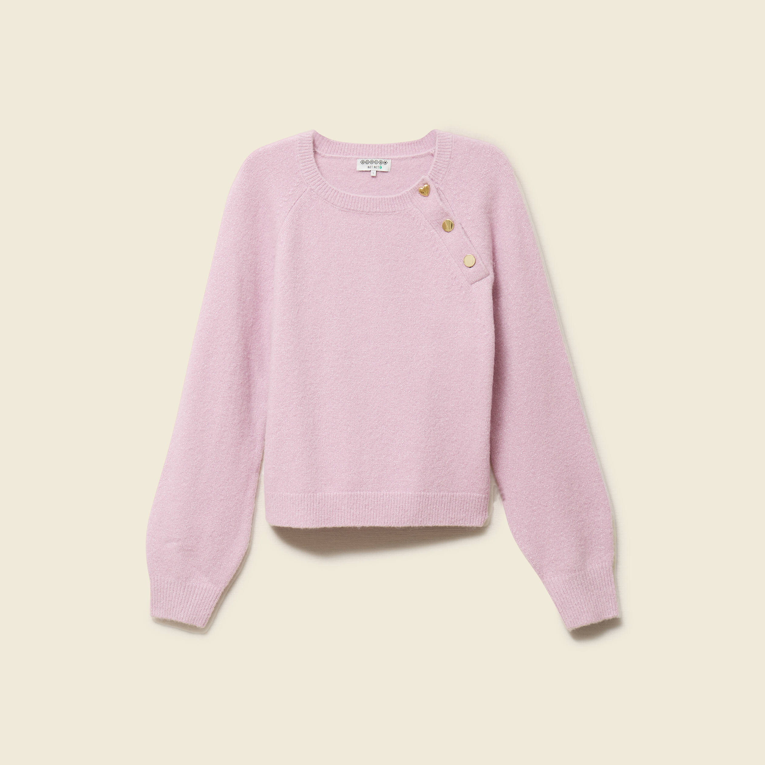 Pull manches longues col rond mauve femme