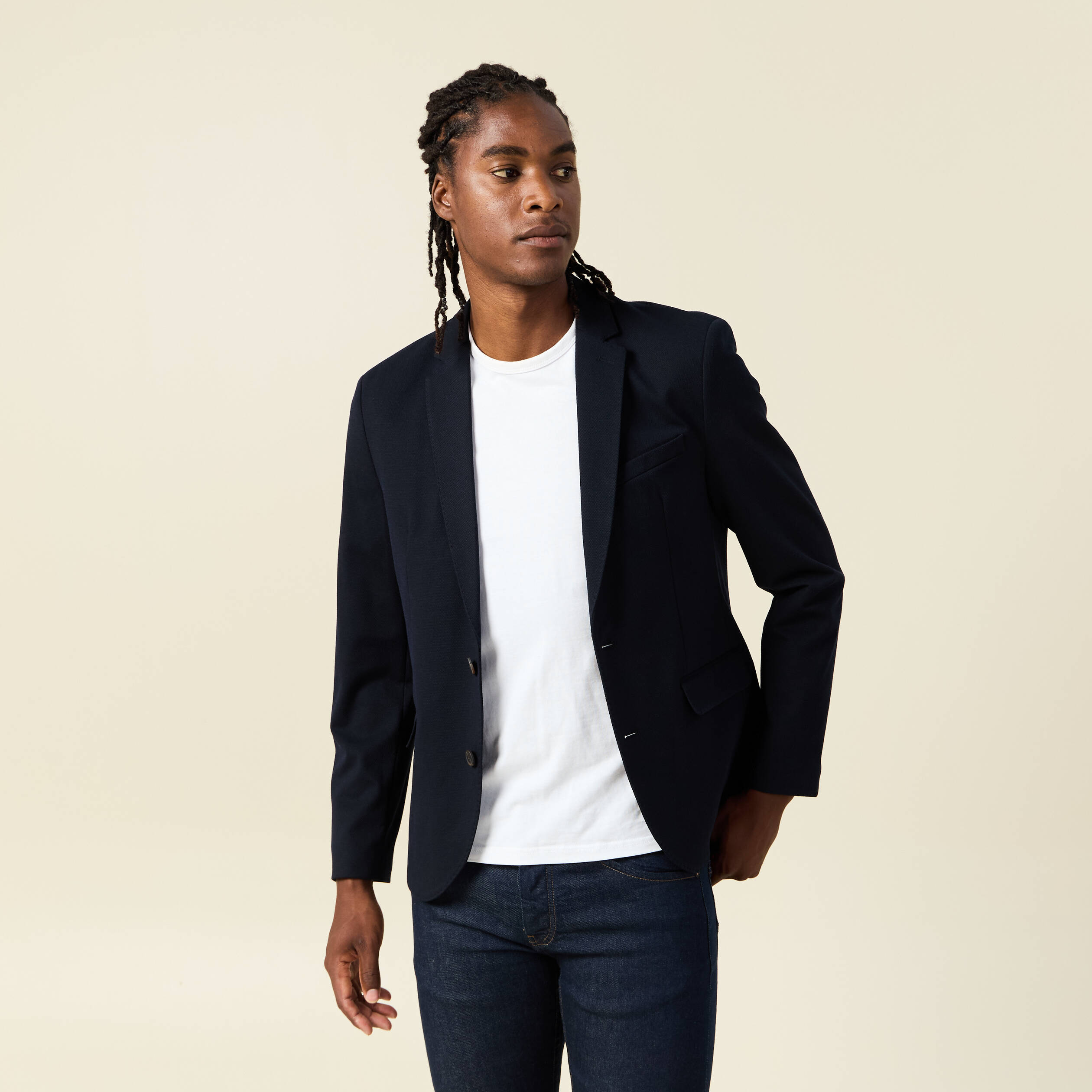 Veste blazer cintrée bleu marine homme
