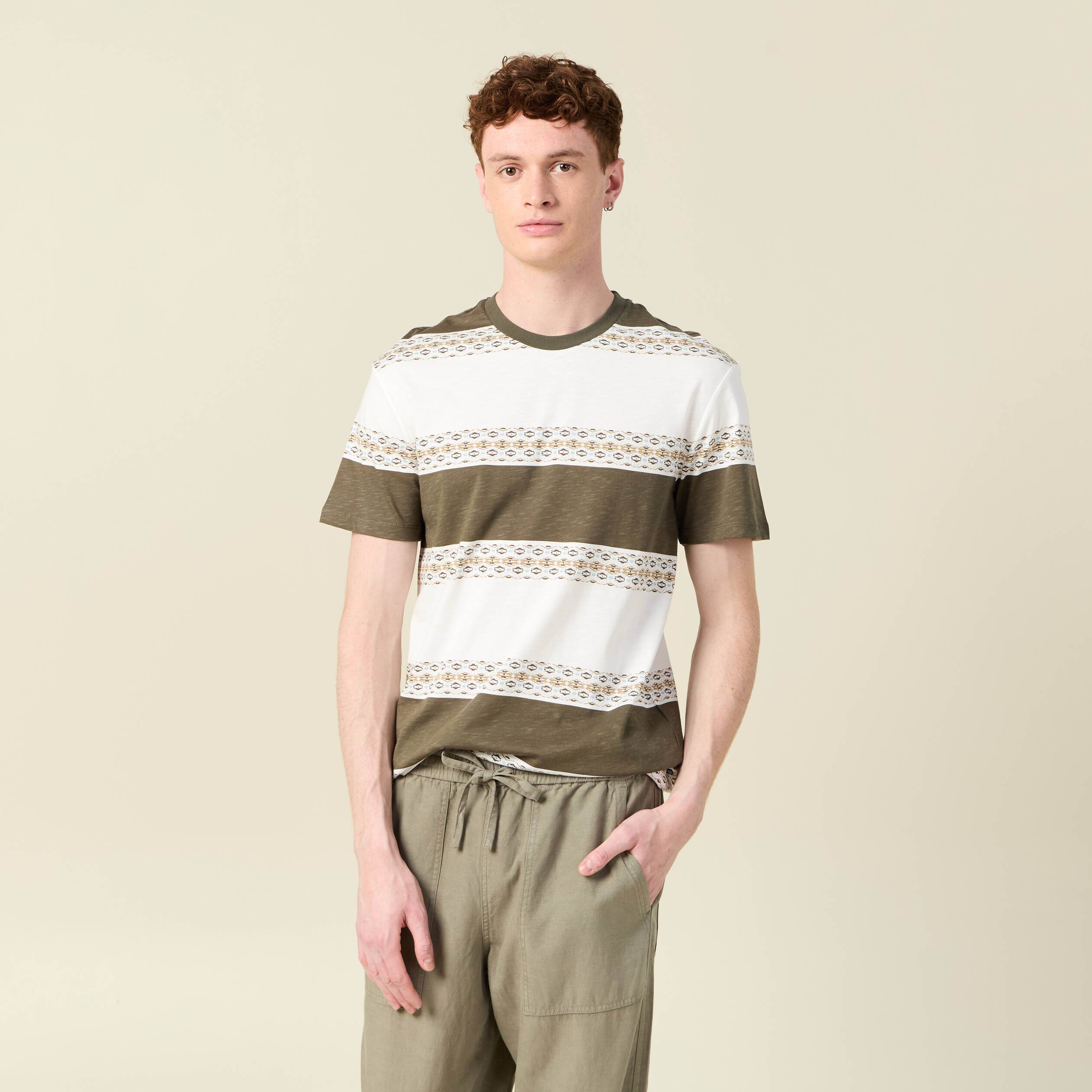 t shirt manches courtes vert kaki homme T-shirt manches courtes vert kaki homme