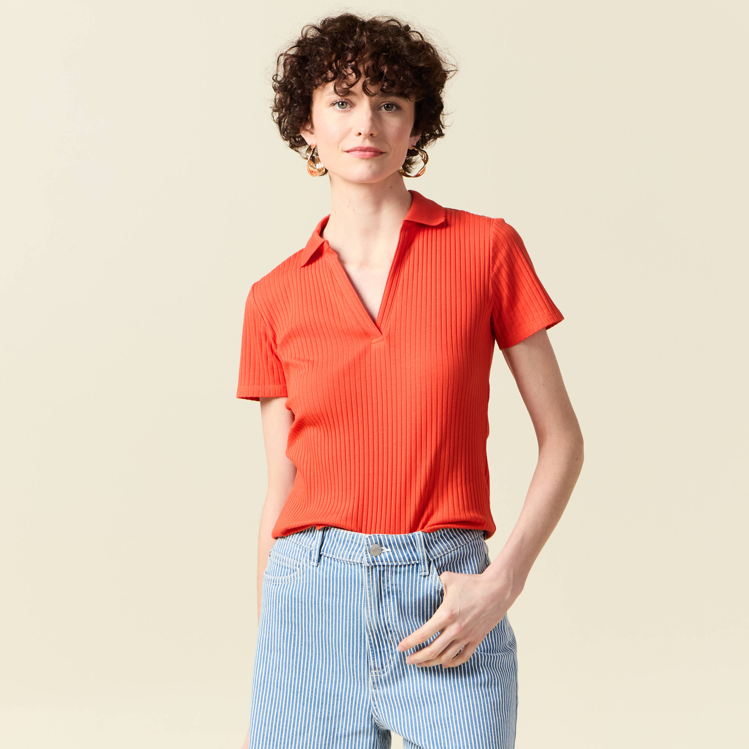 polo manches courtes orange femme Polo manches courtes orange femme