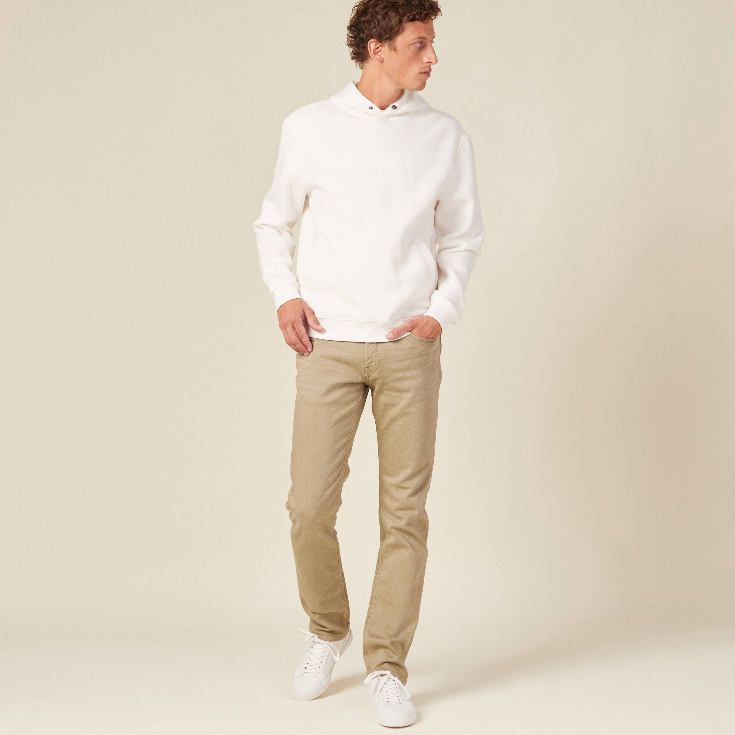 Jeans straight homme beige homme
