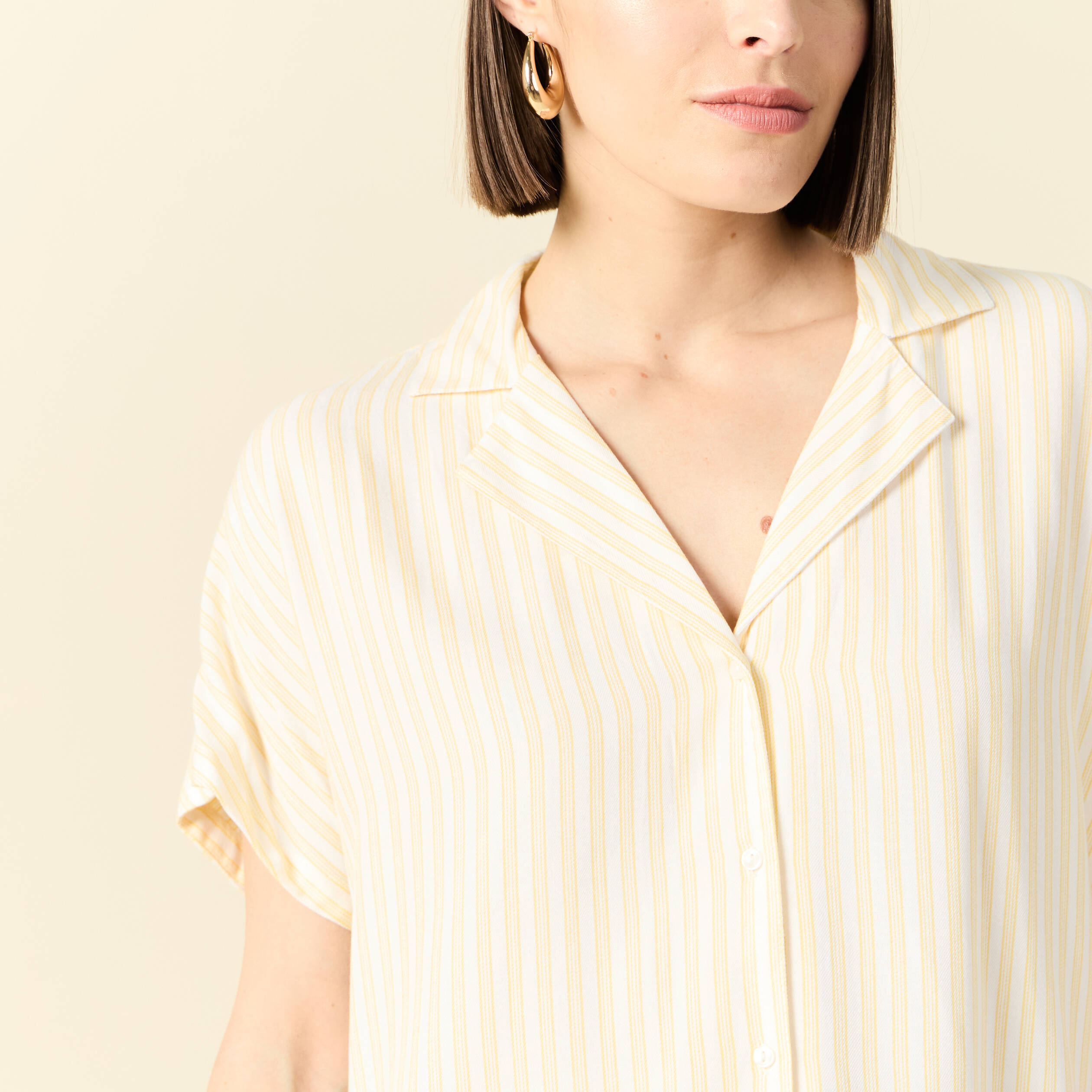 chemise manches 34 jaune femme Chemise manches 3/4 jaune femme