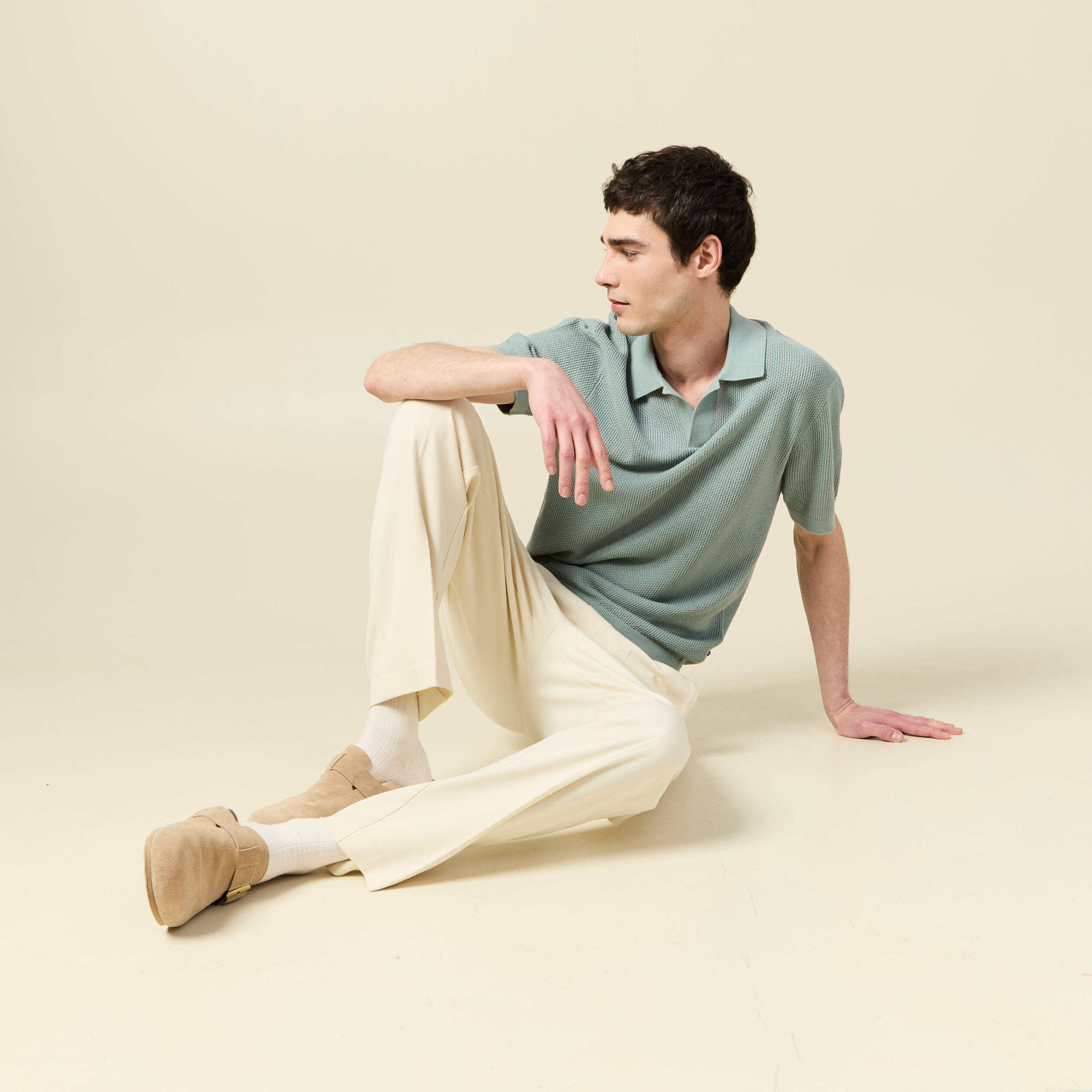 Polo manches courtes vert clair homme
