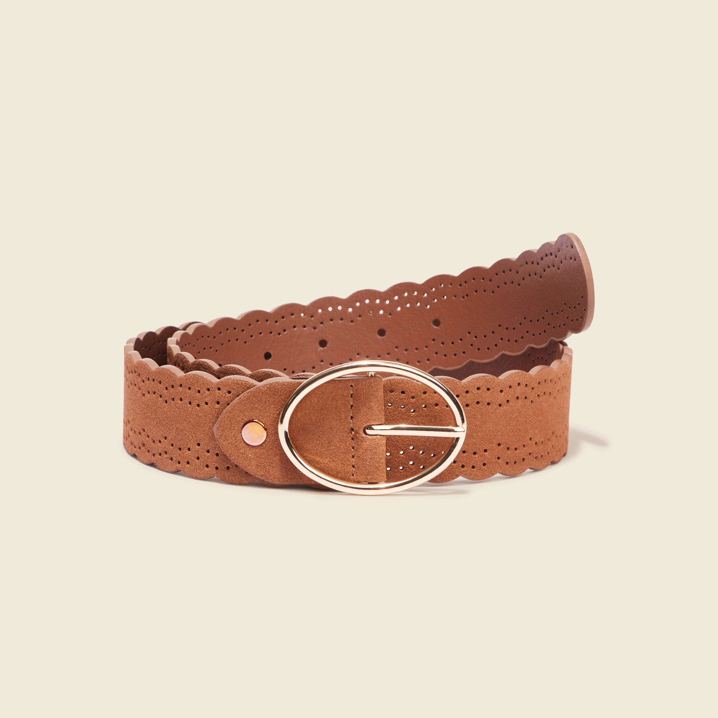 ceinture suedine perforee beige femme Ceinture suédine perforée beige femme
