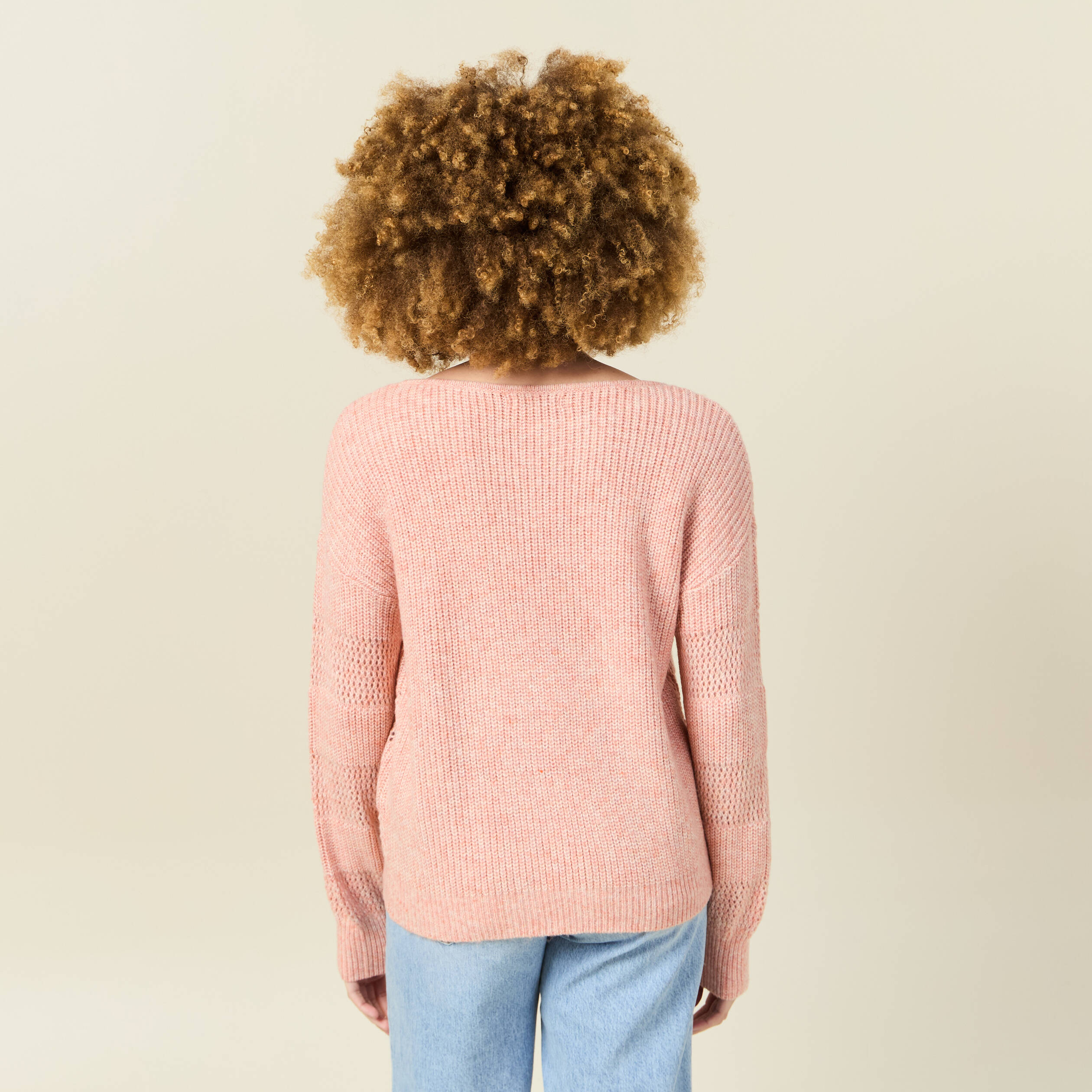 Pull manches longues rose saumon femme Bonobo
