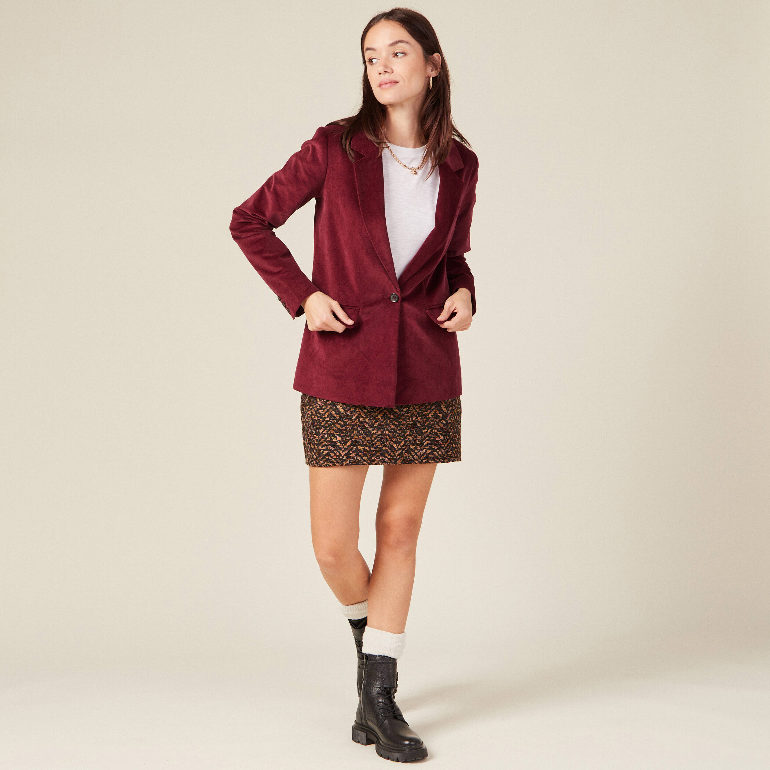 Jupe moulante camel femme