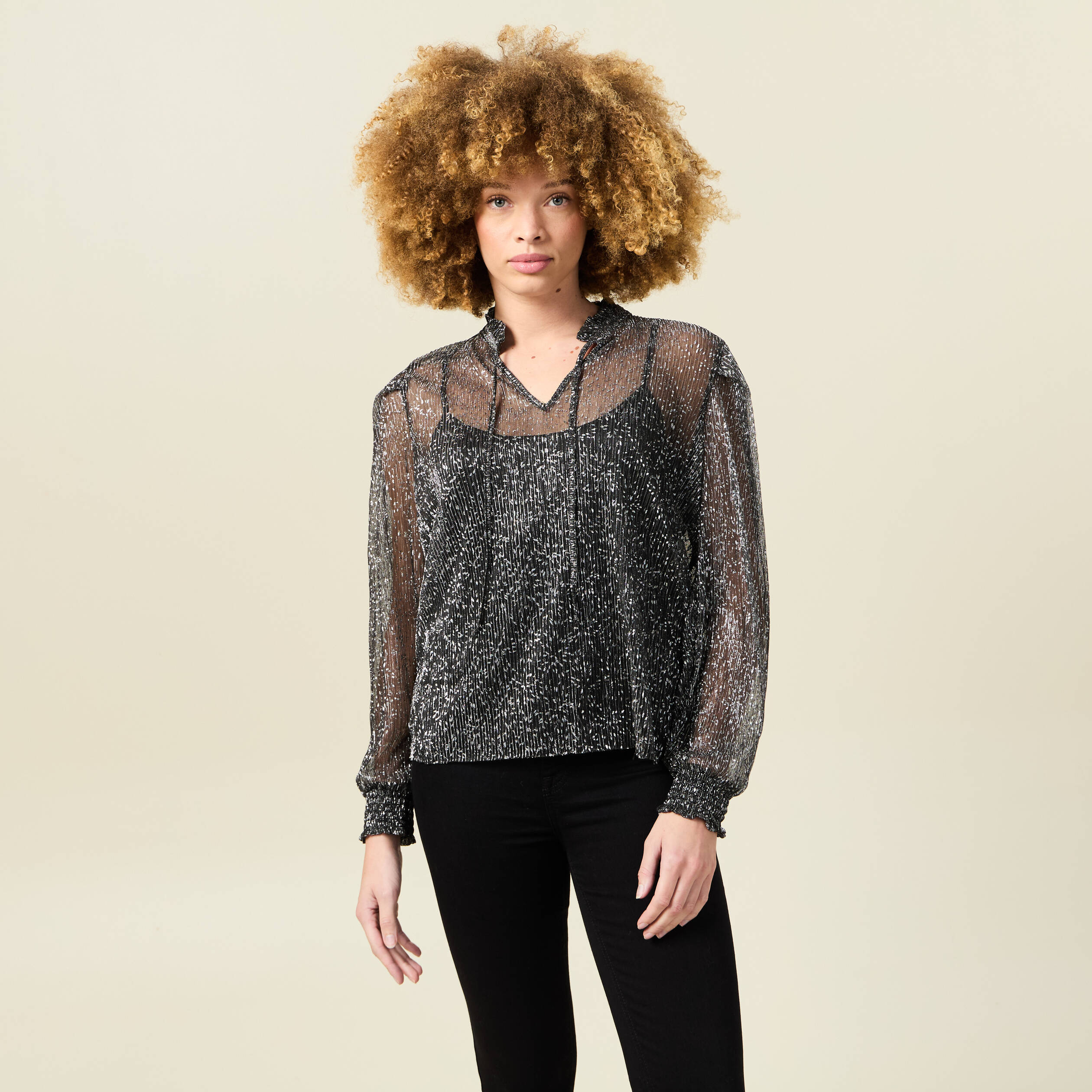 t shirt manches longues brillant noir femme T-shirt manches longues brillant noir femme