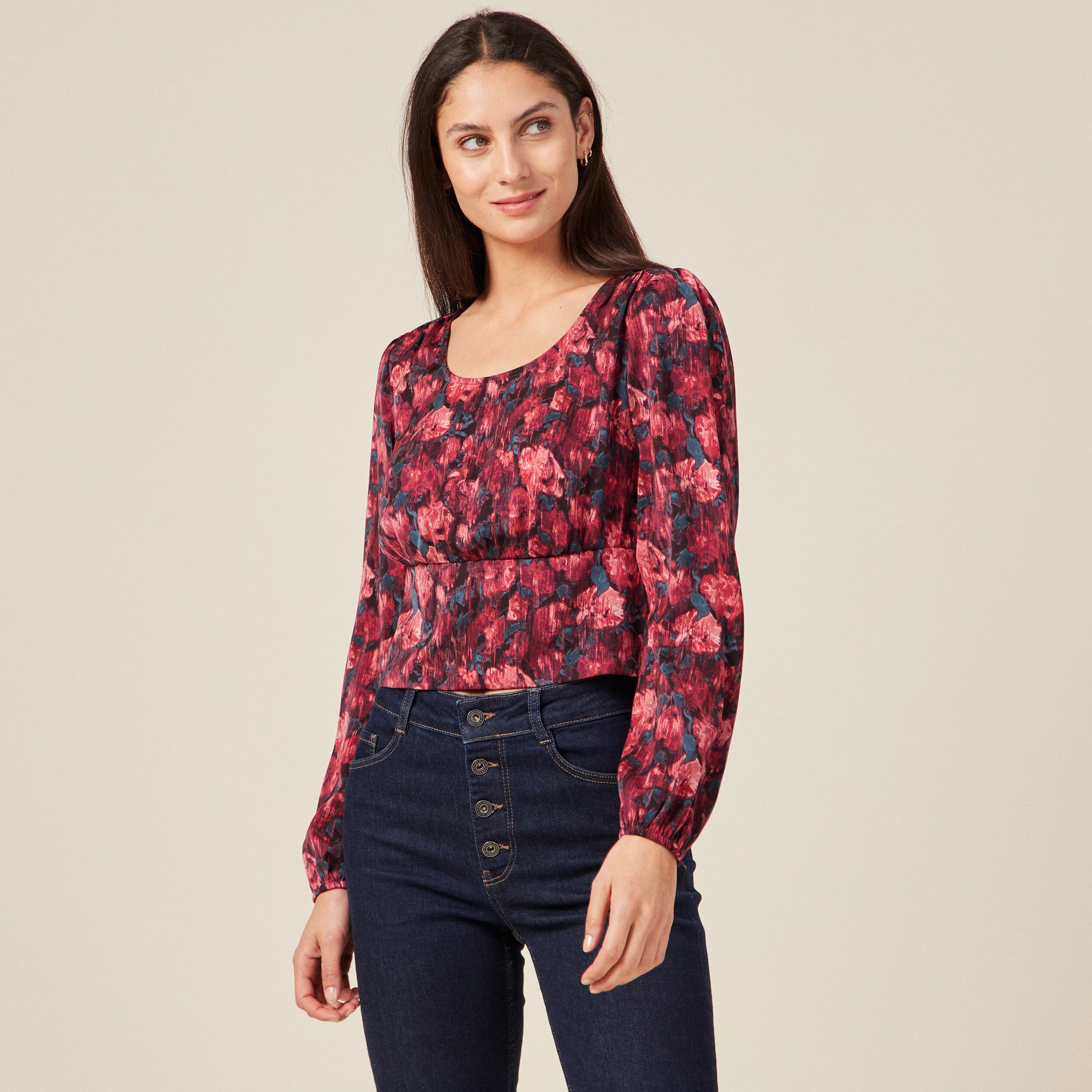 t shirt manches longues satin noir femme T-shirt manches longues satin noir femme