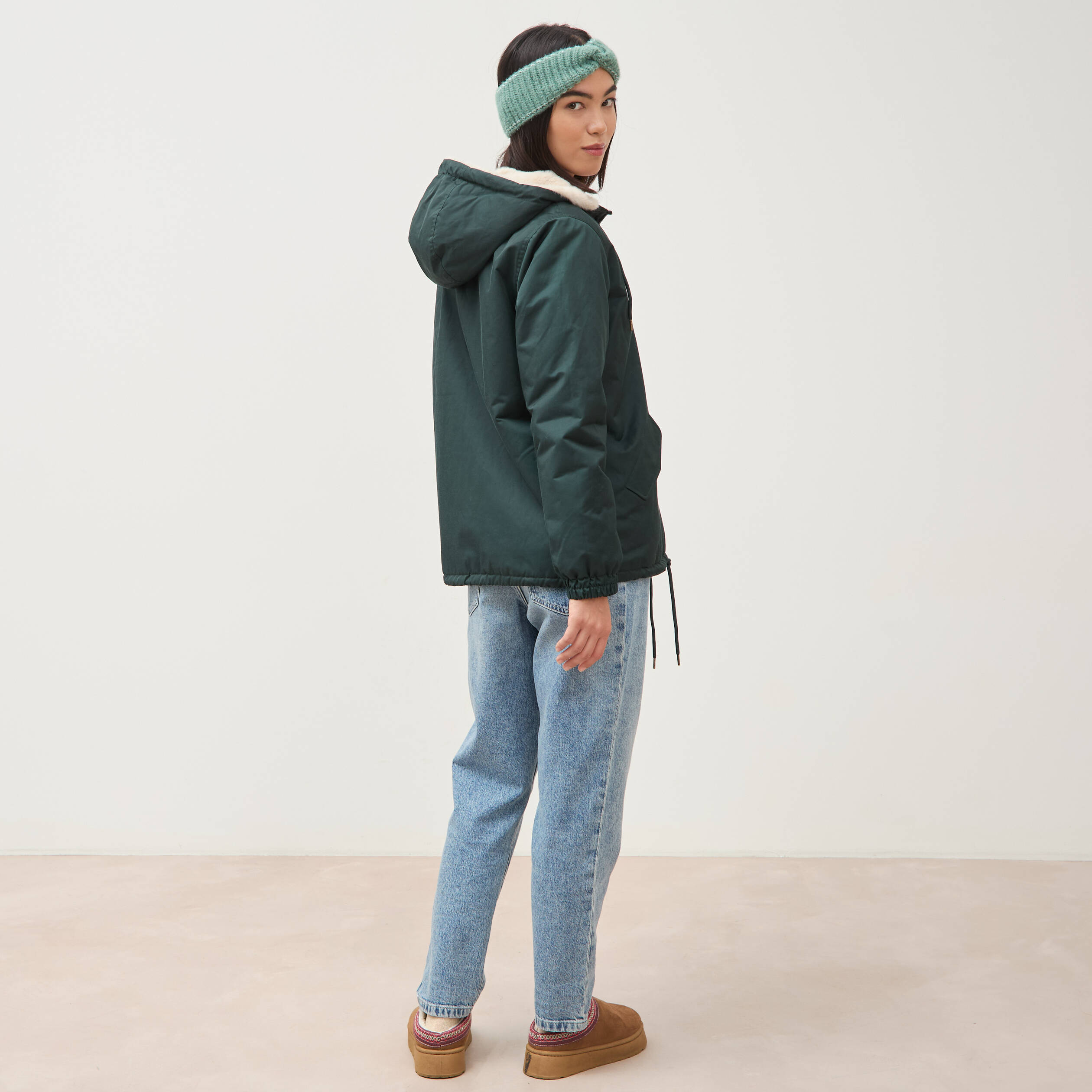 Parka r&eacute;versible vert femme