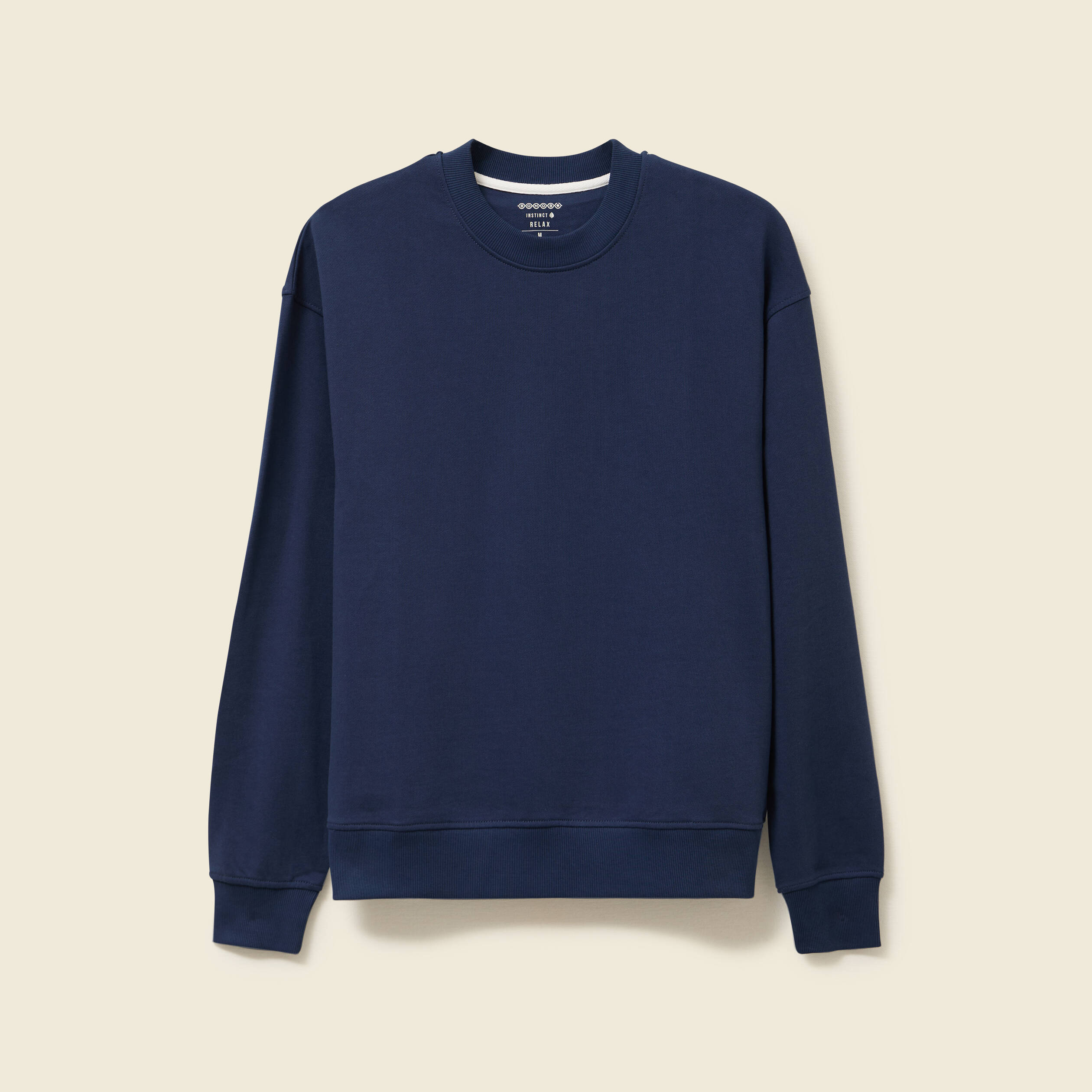 Sweat col rond manches longues en coton bleu marine homme