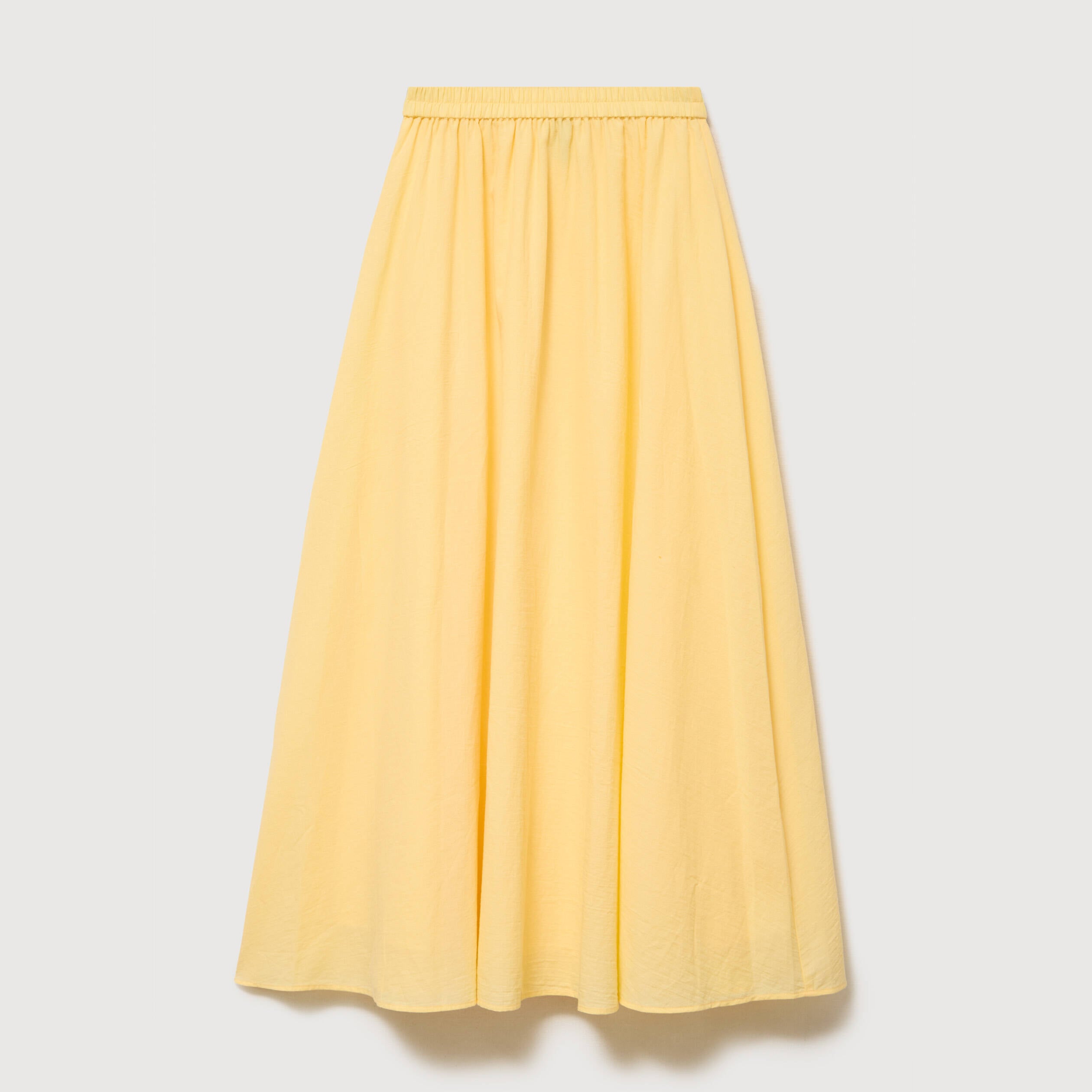 Jupe longue &eacute;vas&eacute;e en coton doubl&eacute;e jaune clair femme
