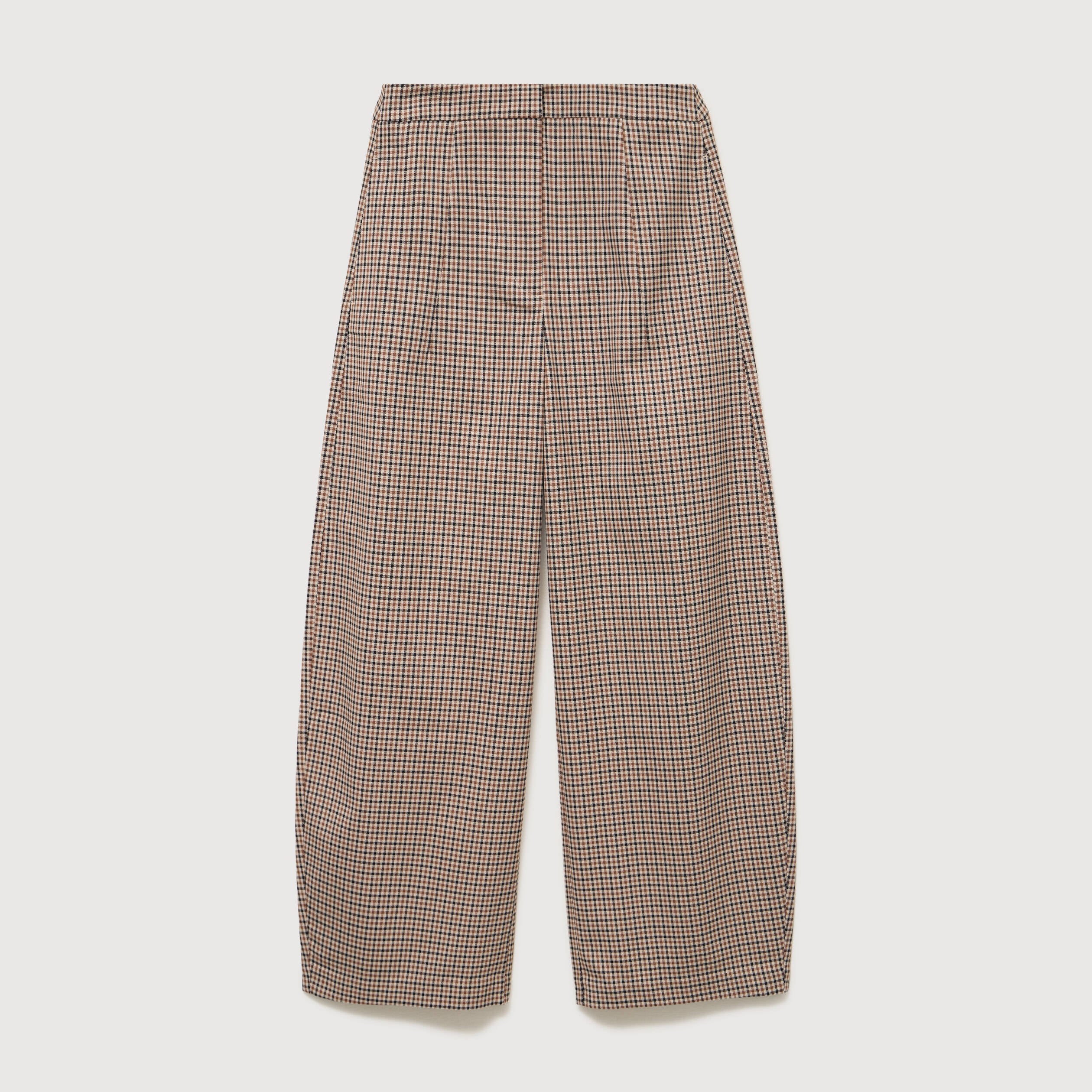 Pantalon barrel bas resserr&eacute; &agrave; carreaux ficelle femme