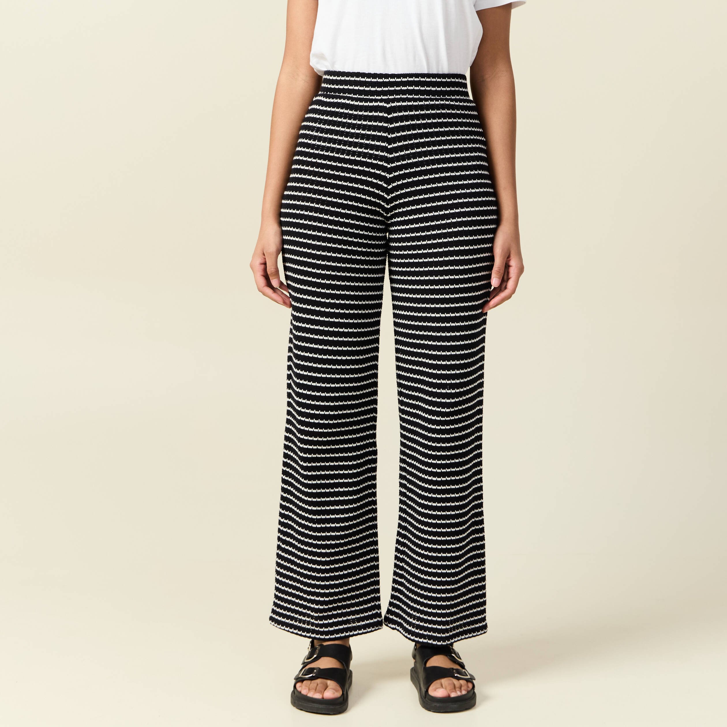 pantalon large en maille noir femme Pantalon large en maille noir femme