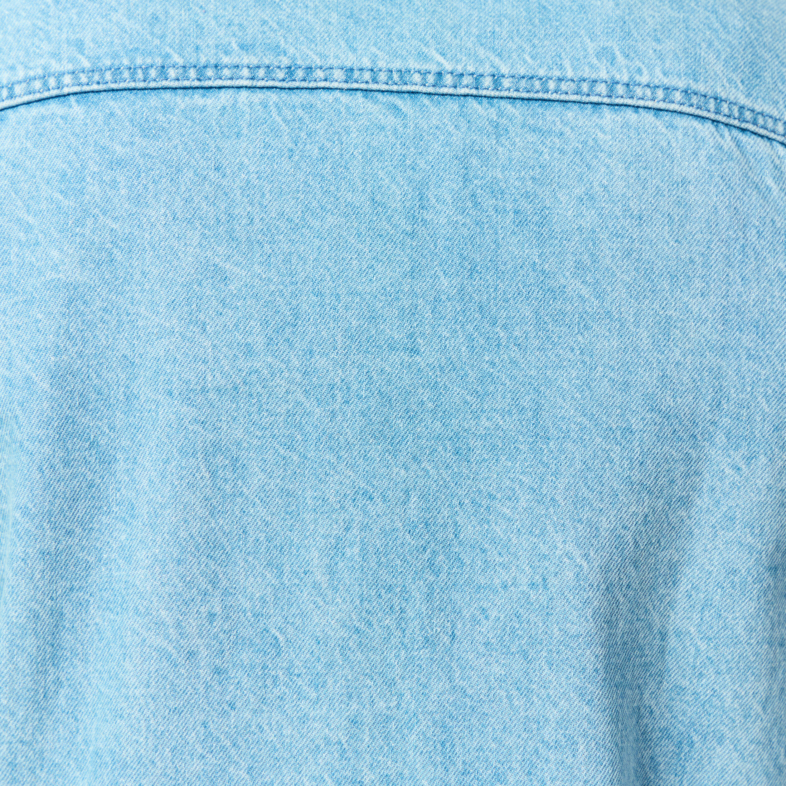 Surchemise en jeans coton coupe droite denim bleach homme