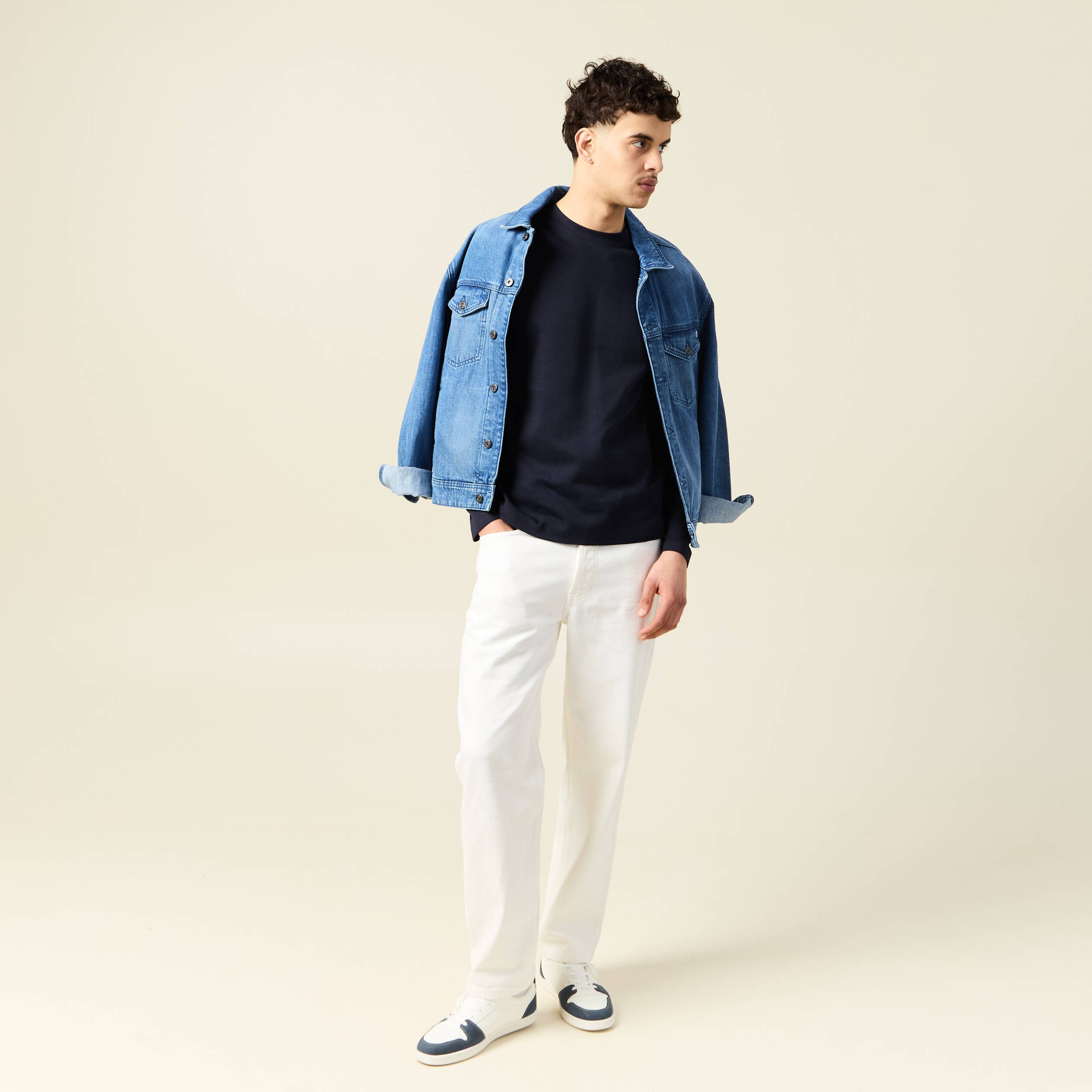 t shirt manches longues bleu marine homme T-shirt manches longues bleu marine homme